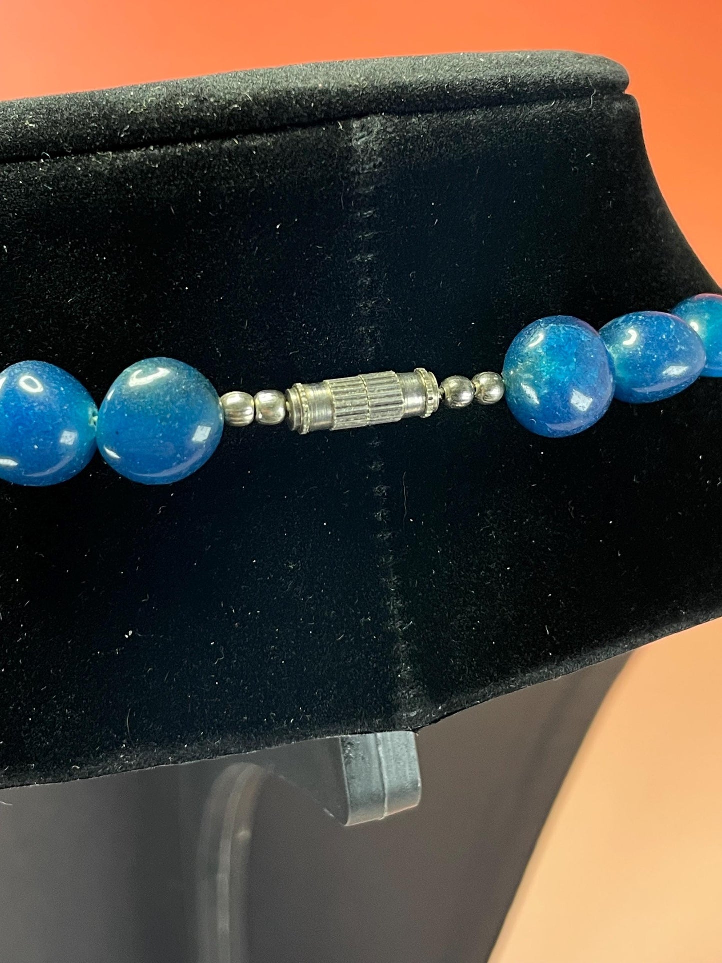 Lovely blue Glass Beaded Necklace  22 inches
