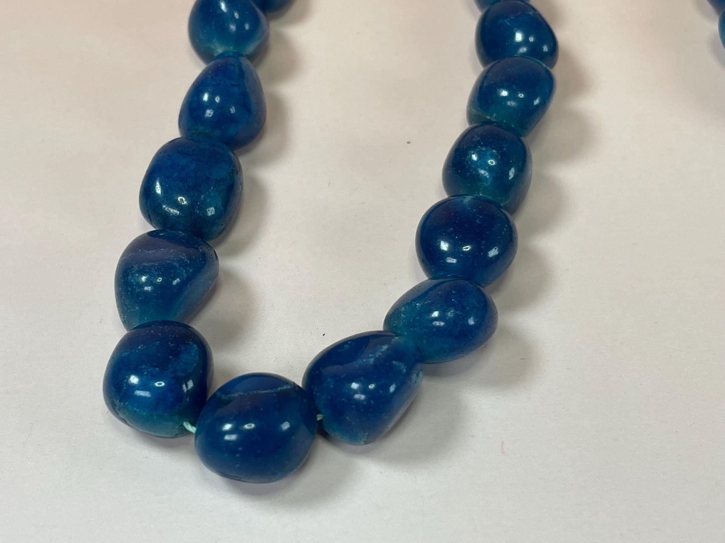 Lovely blue Glass Beaded Necklace  22 inches