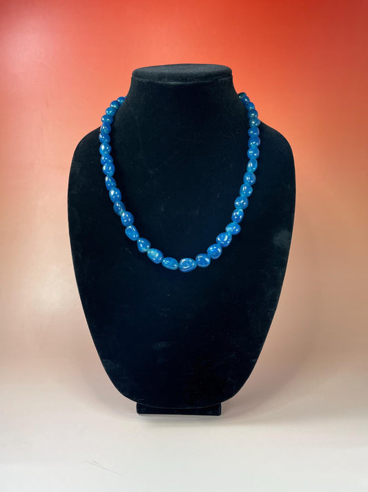 Lovely blue Glass Beaded Necklace  22 inches