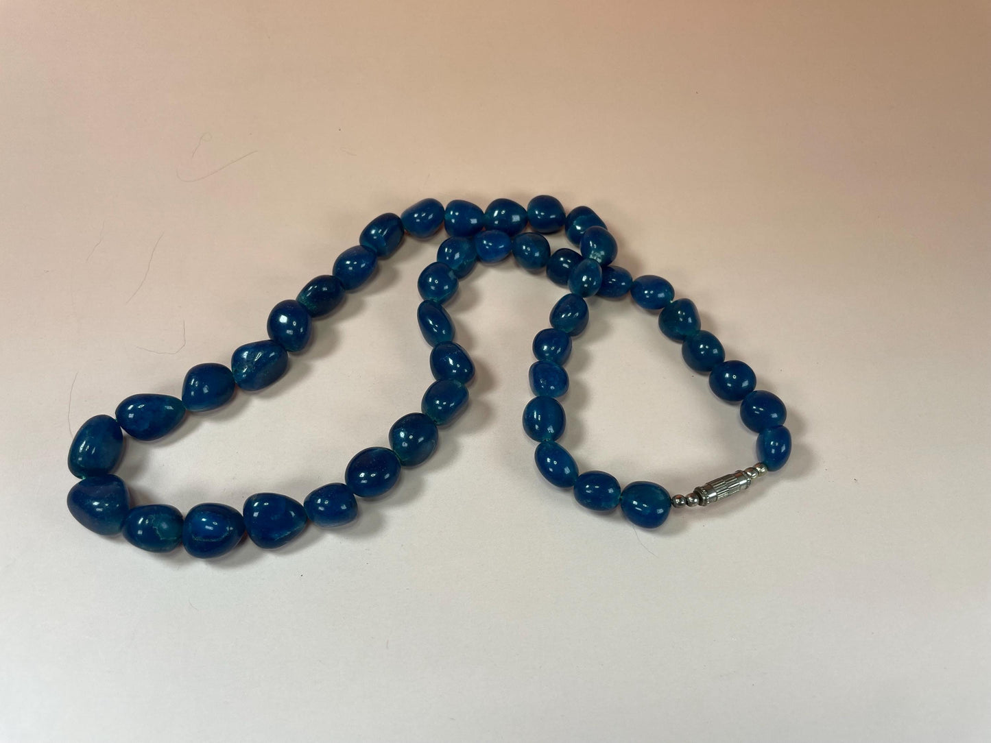 Lovely blue Glass Beaded Necklace  22 inches