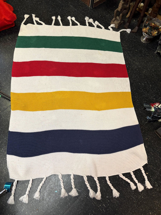 HBC Hudson Bay blanket authentic with tags  Crocheted cotton  72 x 43  Almost brand new condition  wow