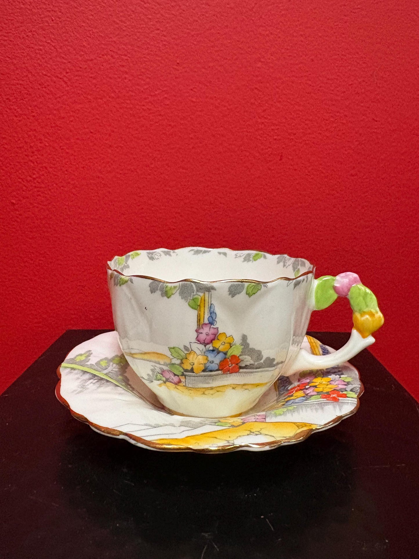 Lovely paragon cup and saucer   flower handle - great condition - see photos