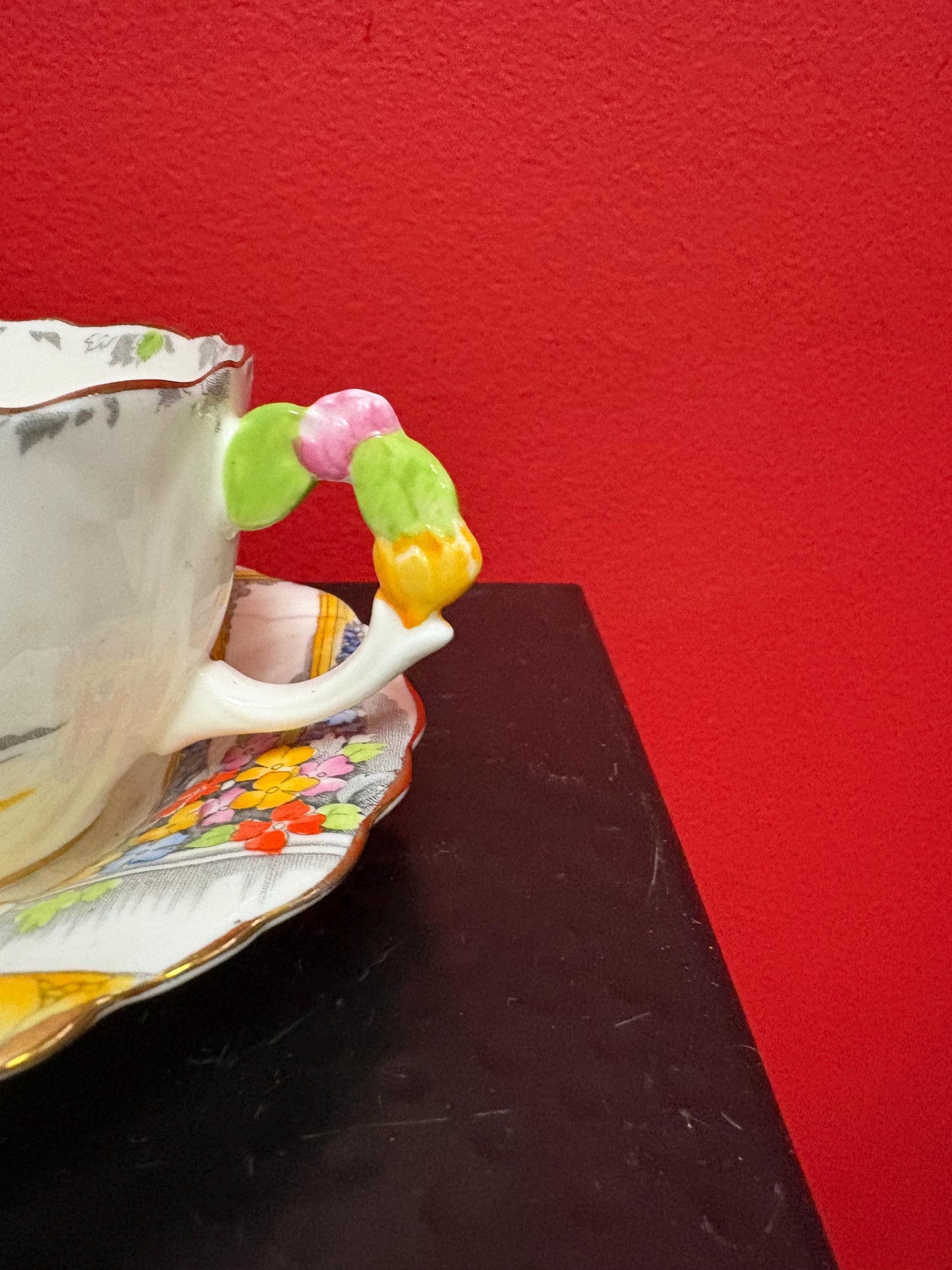 Lovely paragon cup and saucer   flower handle - great condition - see photos