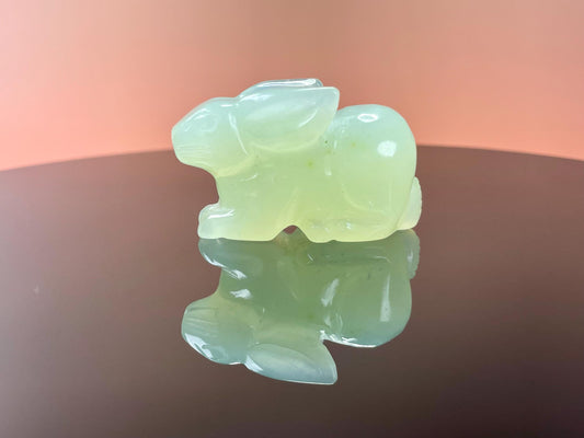 1.75 inch wide Chinese Jade Rabbit Figurine
