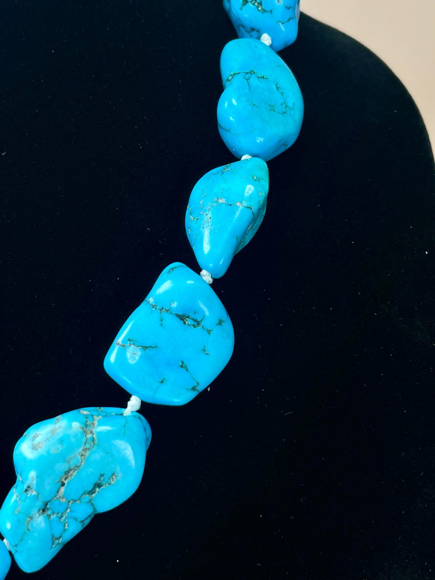 Chunky Real Turquoise Necklace Approximately 20.5 inches