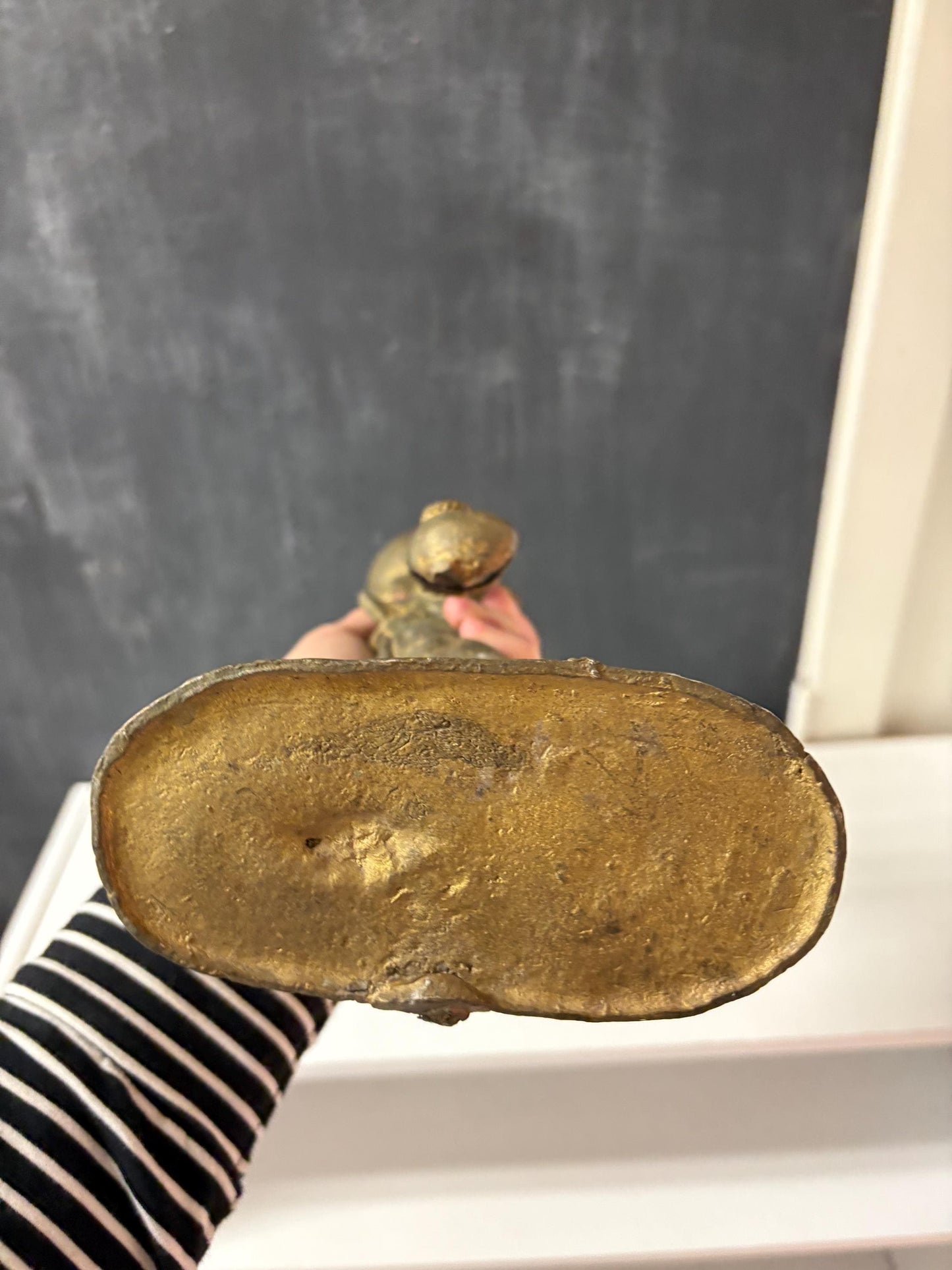 Antique 18 inch tall African ashanti bronze statue of a woman with child - great detail and quality  from a major collection  wow