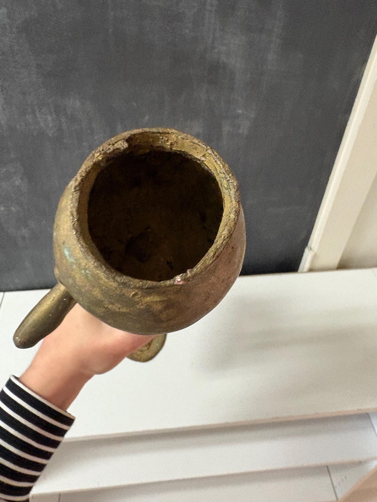 Antique 18 inch tall African ashanti bronze statue of a woman with child - great detail and quality  from a major collection  wow