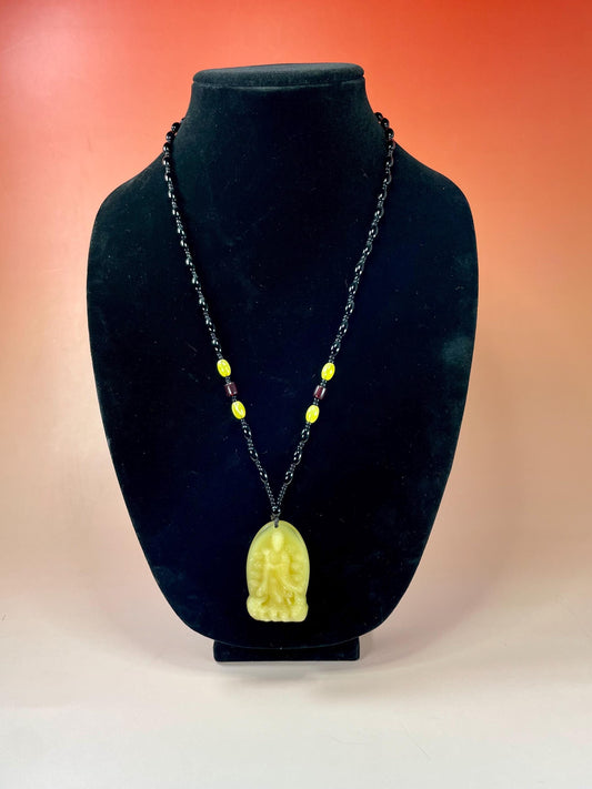 Lovely Yellow Guanyin Pendant Necklace