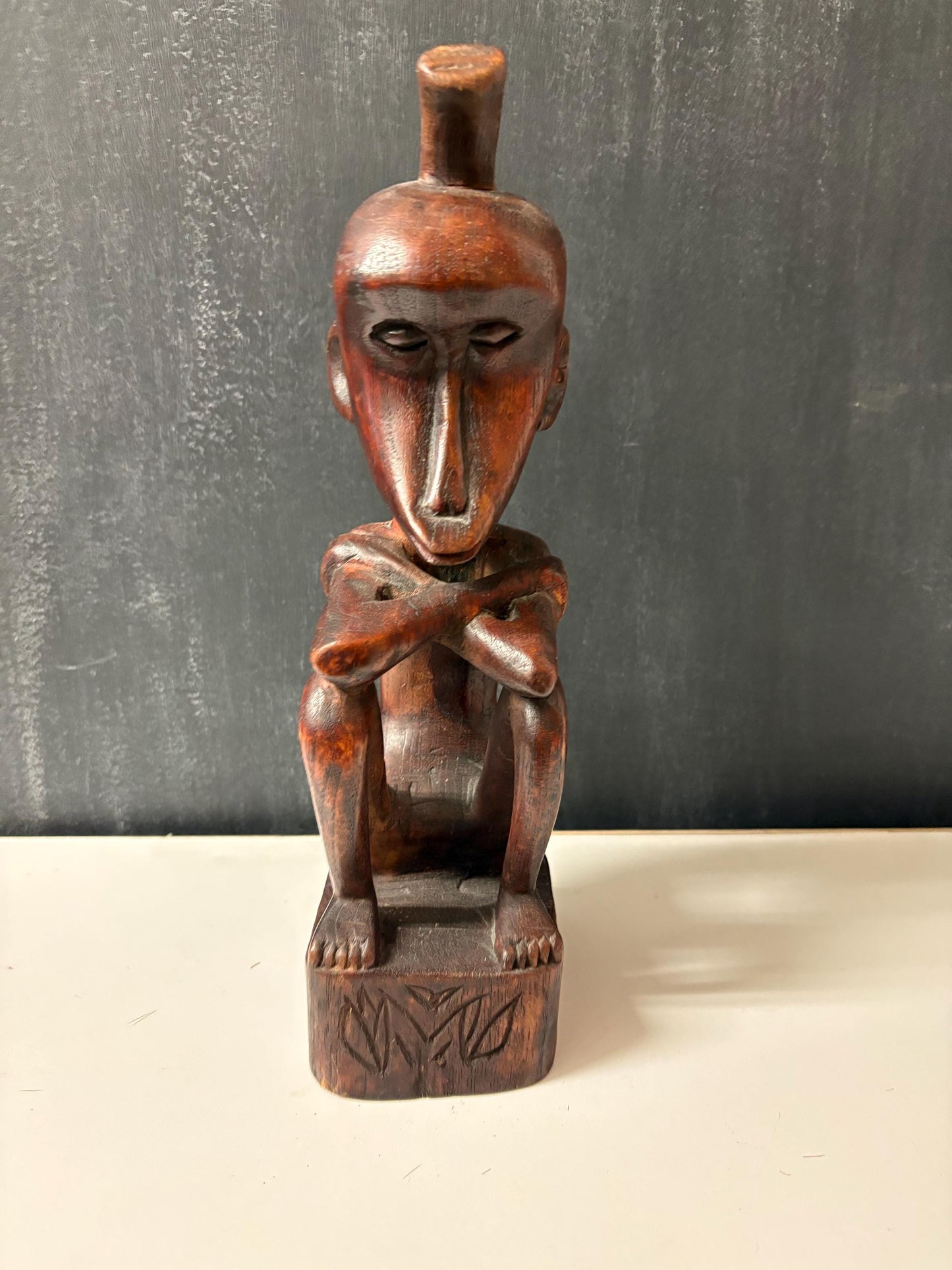 Fabulous African baoule monkey man statue - older piece and slight crack in arm - 12 inches high  African historical figure