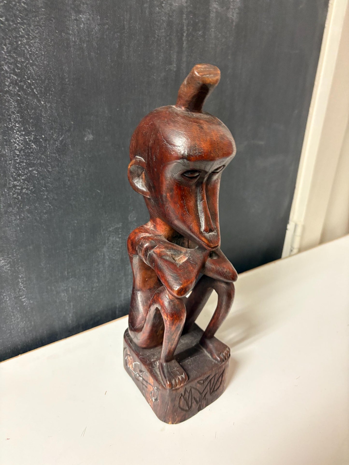 Fabulous African baoule monkey man statue - older piece and slight crack in arm - 12 inches high  African historical figure