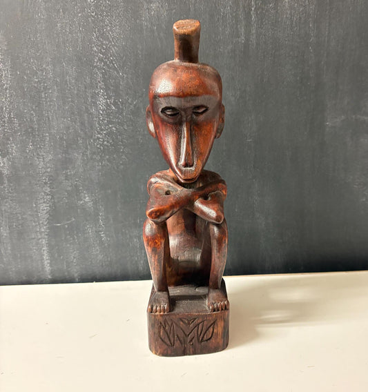 Fabulous African baoule monkey man statue - older piece and slight crack in arm - 12 inches high  African historical figure