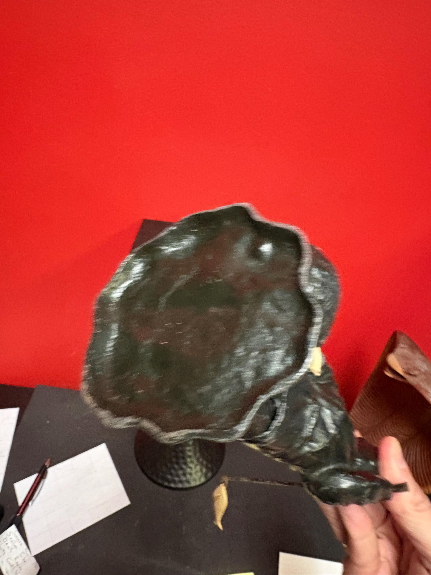 Antique Japanese bronze fisherman with bone fish  8.5 inches tall  see photos  lovely piece  great gift