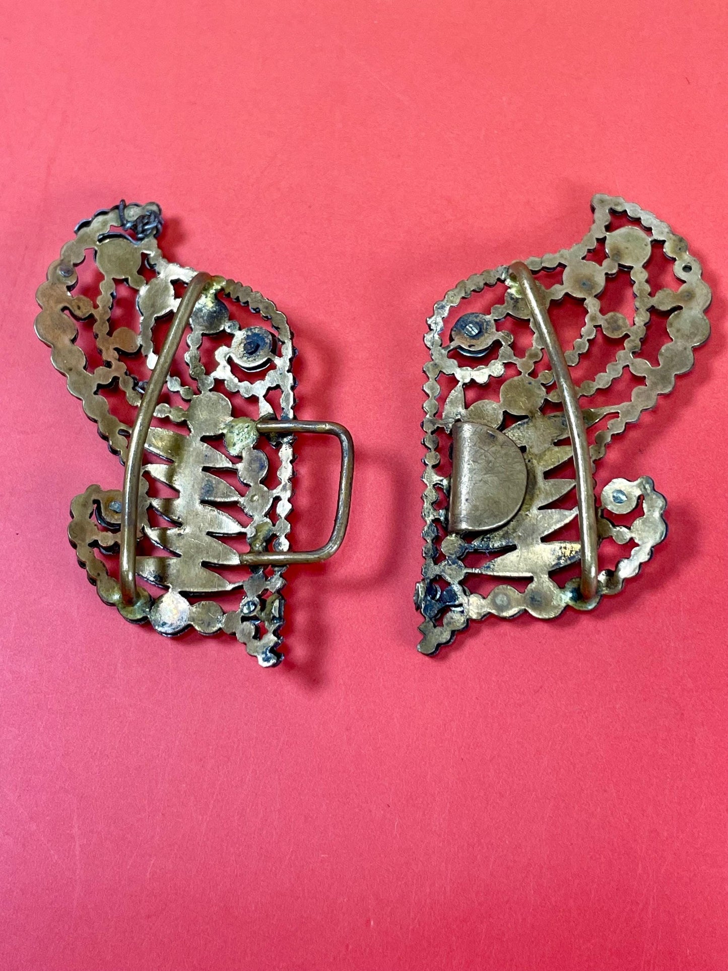 Very Cool Victorian Cut Steel Buckle with Butterfly Design - B