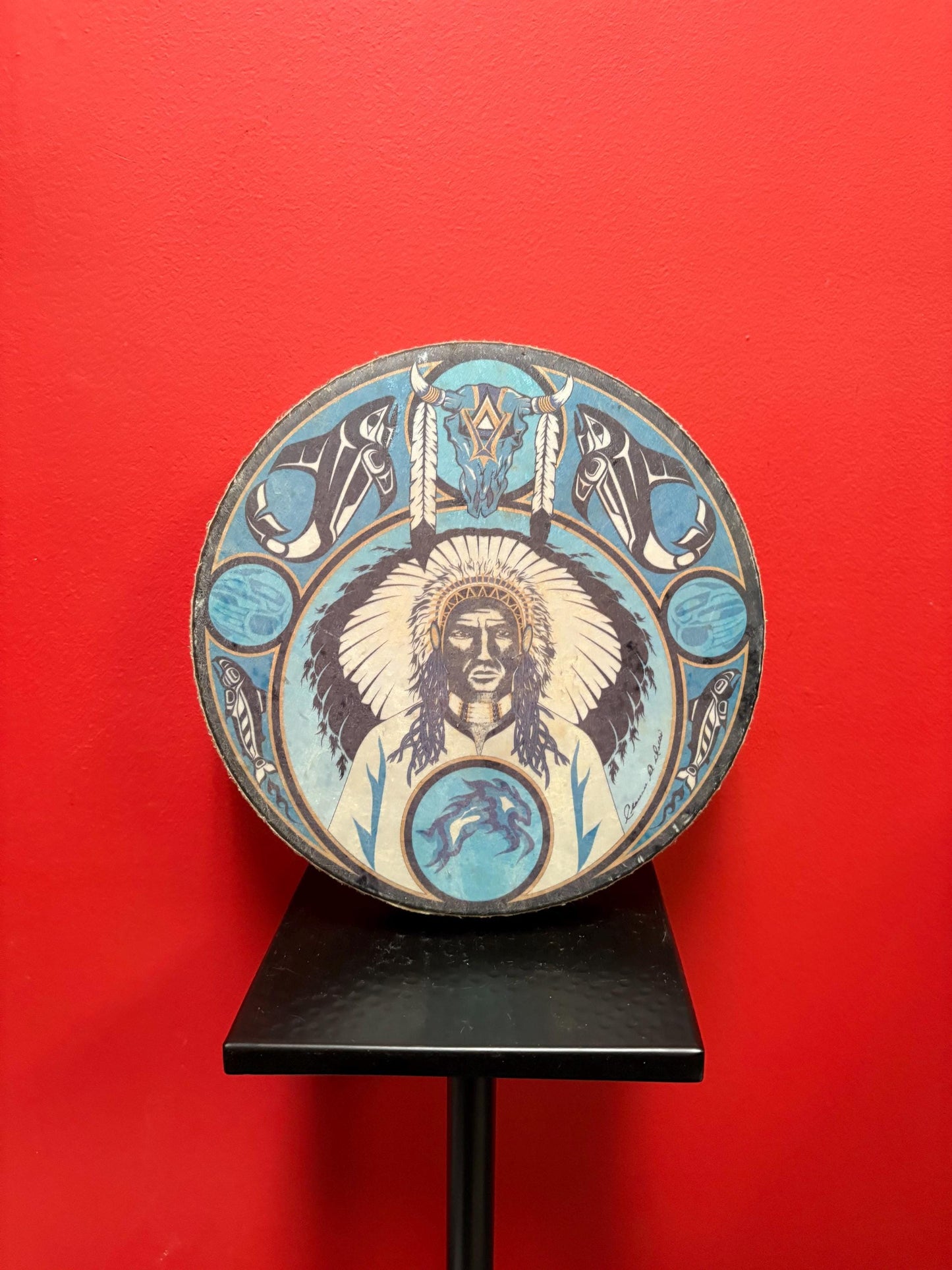 Fabulous indigenous first nations Pacific northwest coast  drum with amazing sound  cool piece