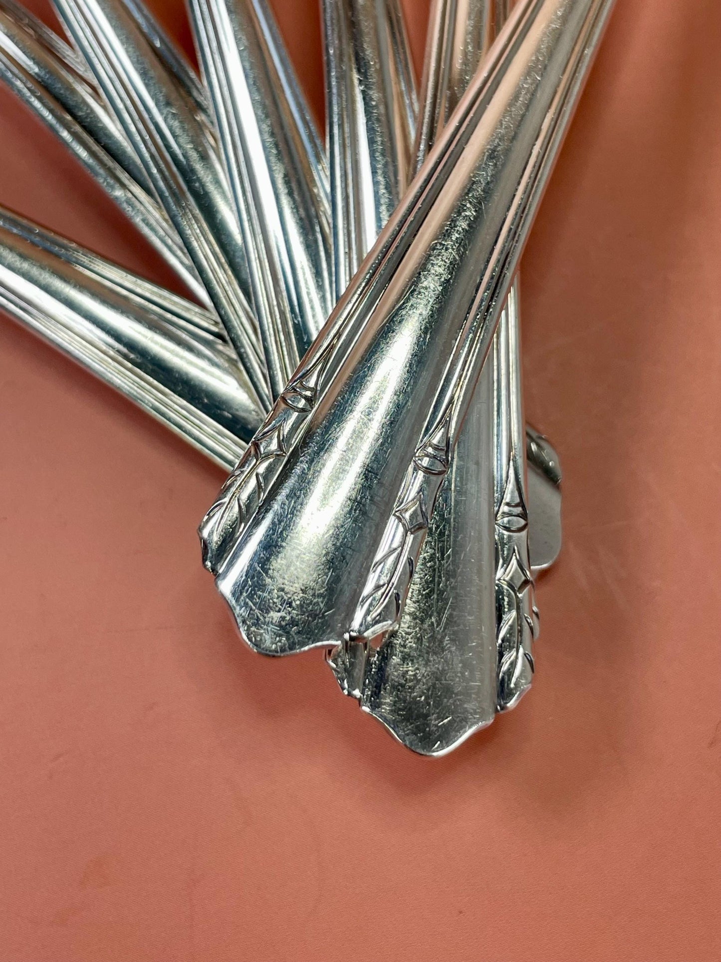 Lovely set of seven silver plated dessert forks  great gift  value priced