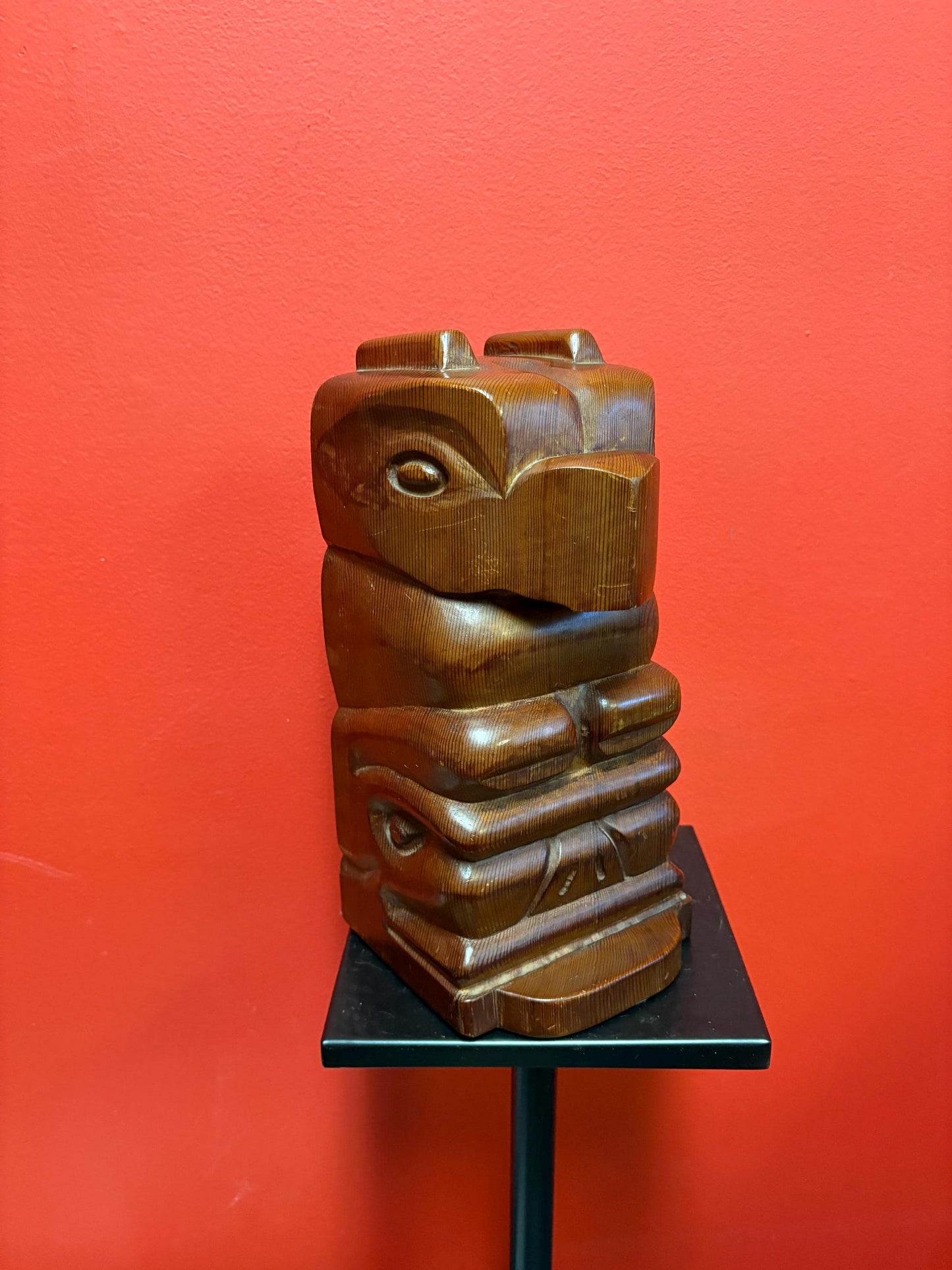 Lovely 11.5 x 5.5 inch indigenous First Nations totem  crazy cool with thunderbird and bear imagery - all one piece  wow