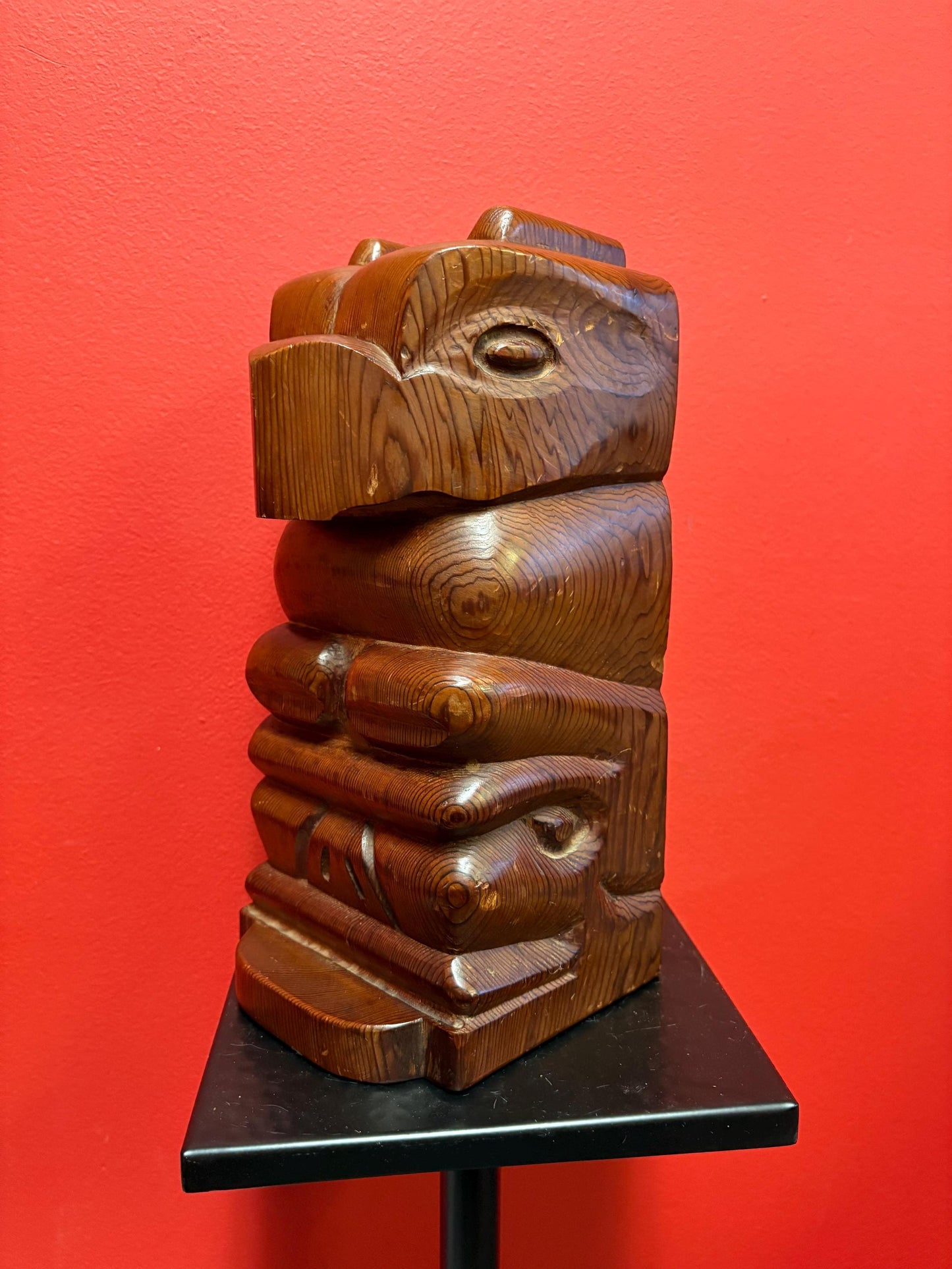 Lovely 11.5 x 5.5 inch indigenous First Nations totem  crazy cool with thunderbird and bear imagery - all one piece  wow