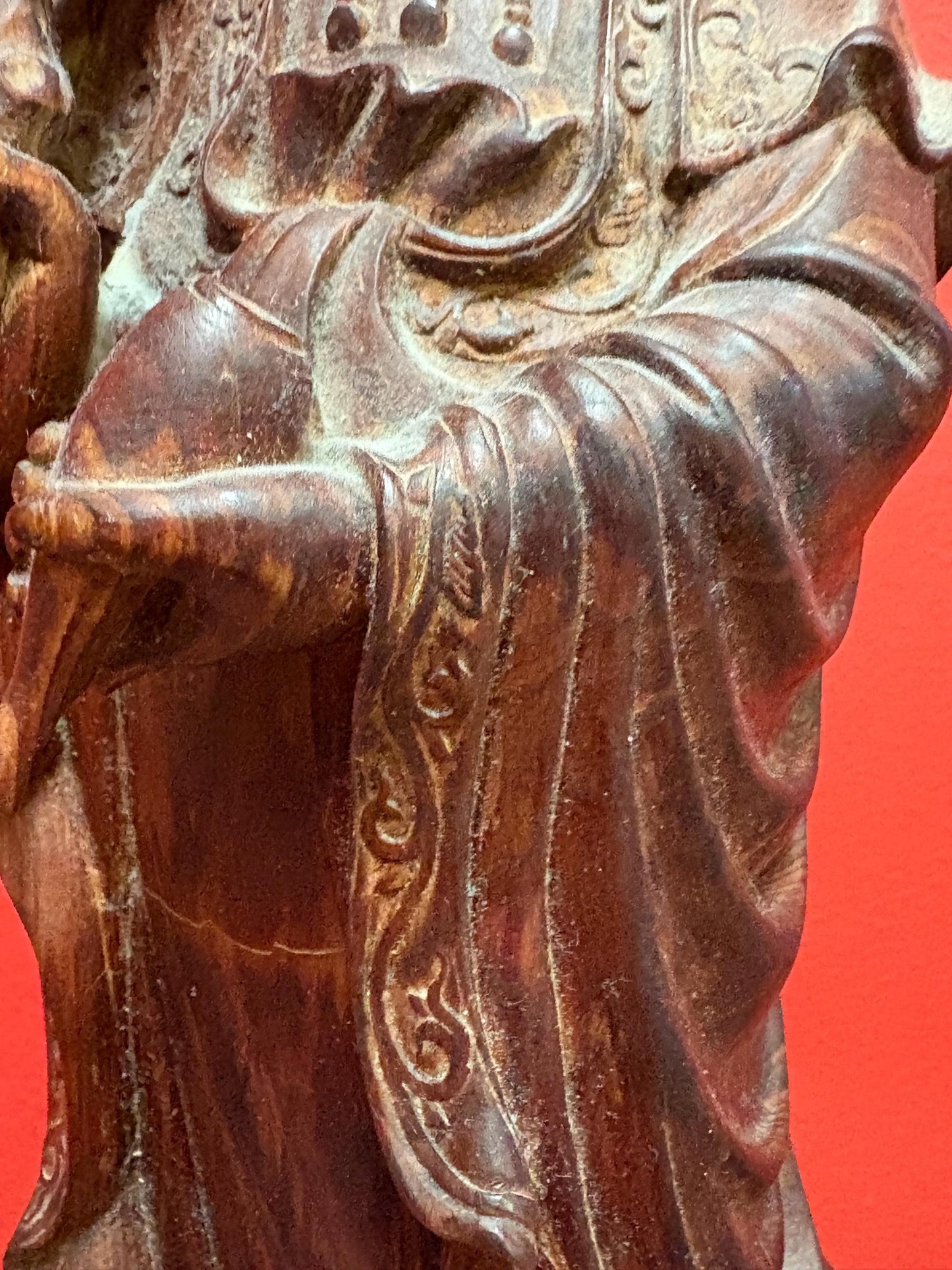 Magnificent Chinese Rosewood well detailed statue of QUAN YIN  heavy and 15 inches tall a stunner  see photos