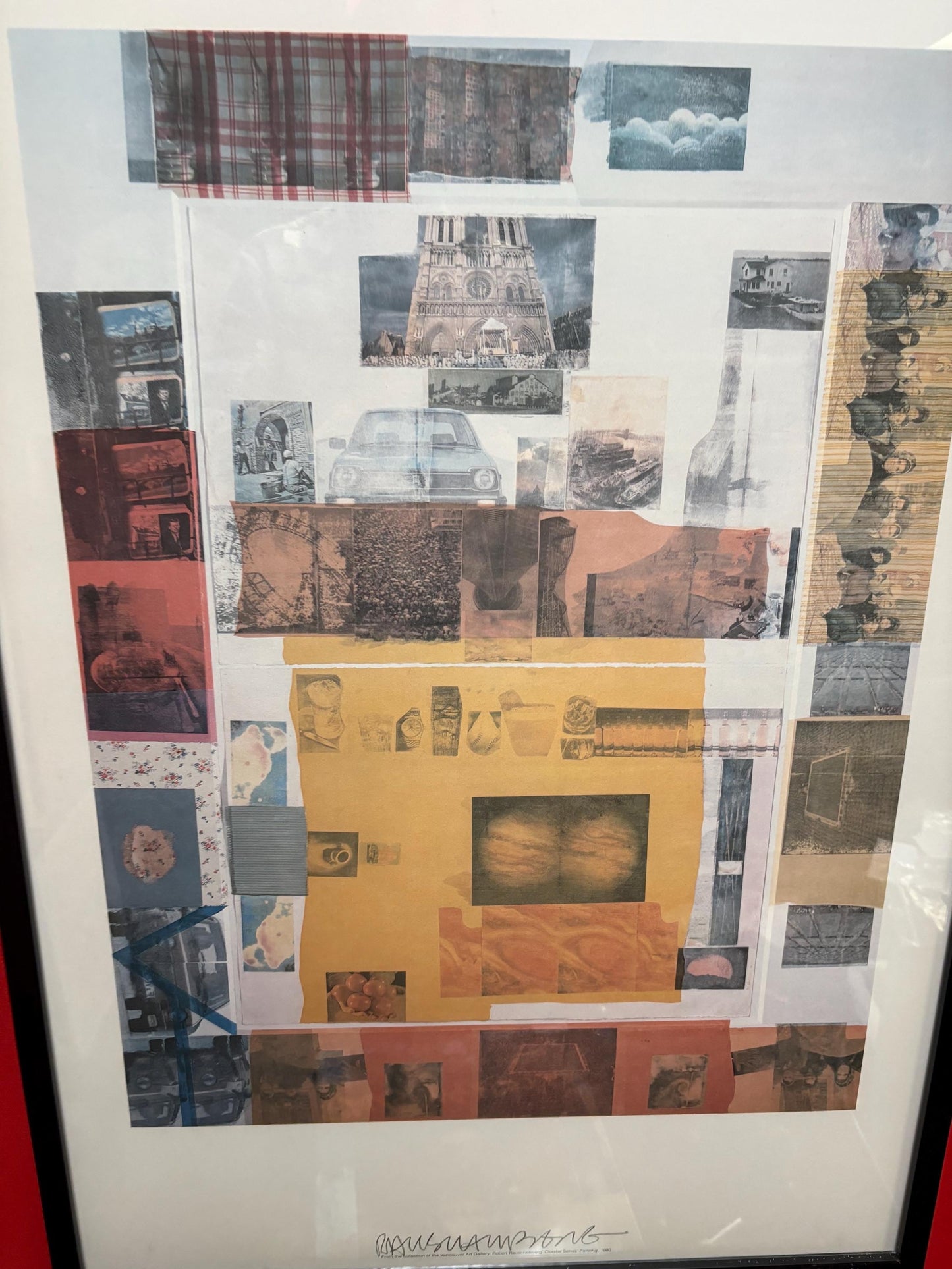 RAUSCHENBERG - very very rare 1980s signed Robert RAUSCHENBERG poster in professional frame  authentic   33 x 24 inches  see description
