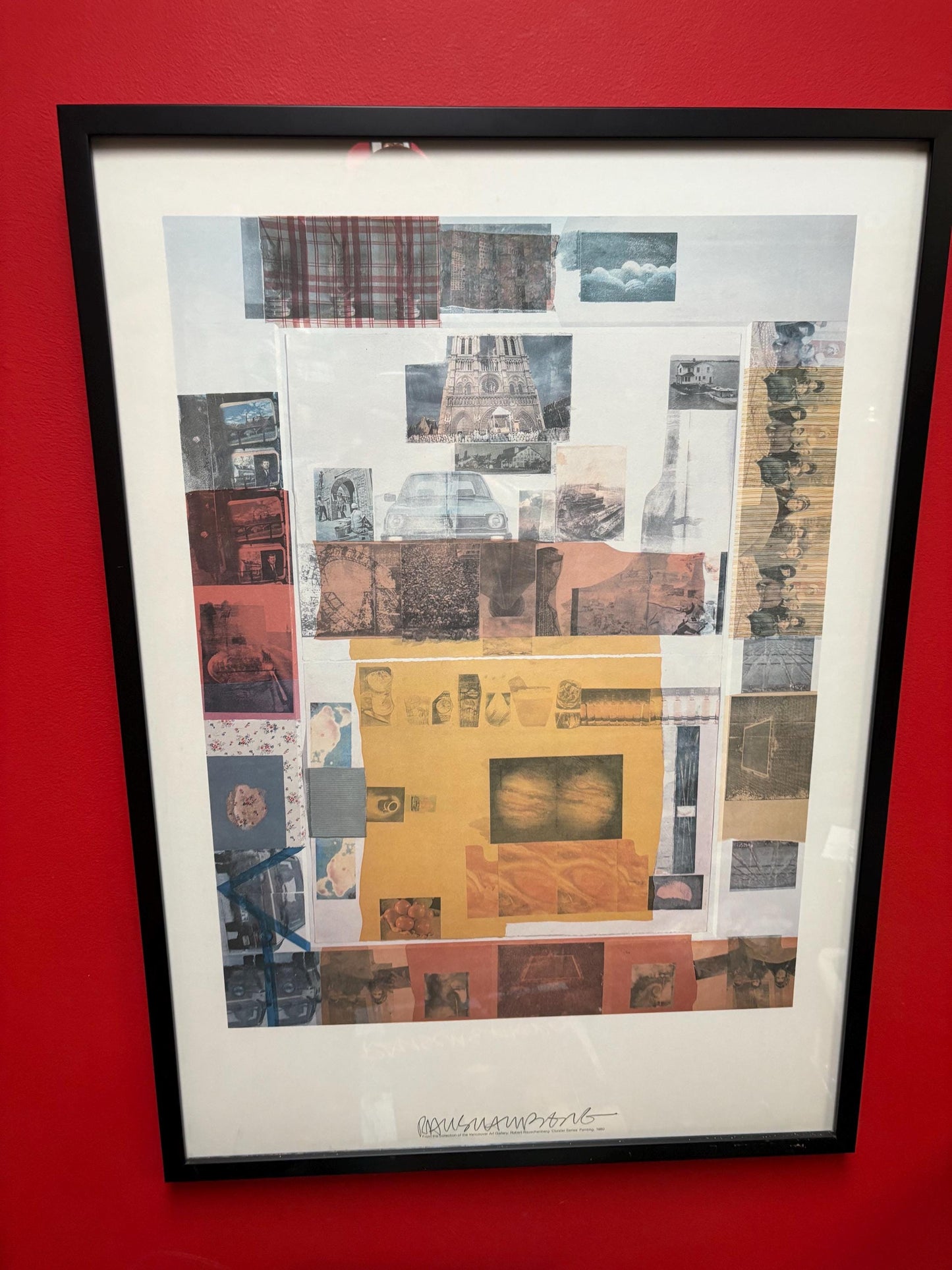 RAUSCHENBERG - very very rare 1980s signed Robert RAUSCHENBERG poster in professional frame  authentic   33 x 24 inches  see description