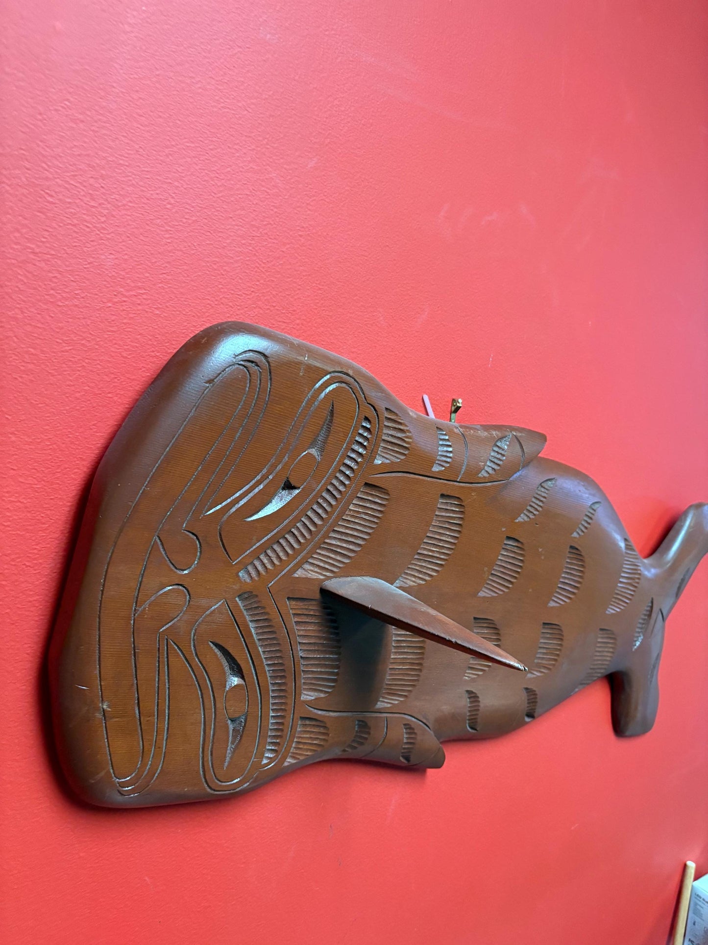 Beautiful 29 x 14 indigenous First Nations Pacific Northwest Coast unsigned killer whale plaque  huge and beautiful  wow