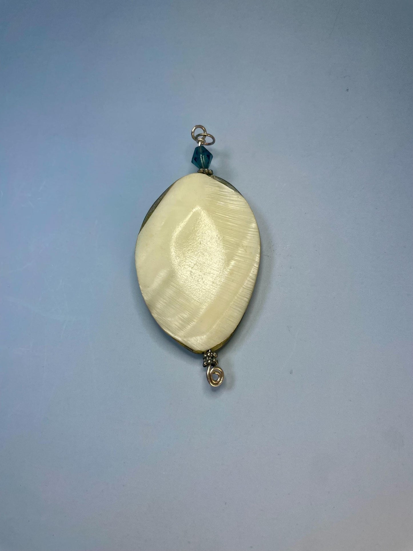 2 inch long abalone shell pendant  lovely condition