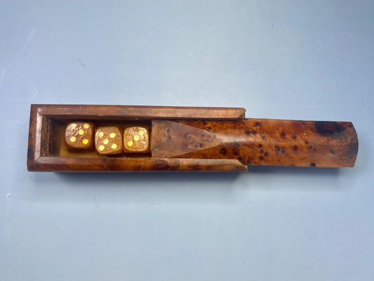 Vintage Birdseye Maple Box and Dice Set