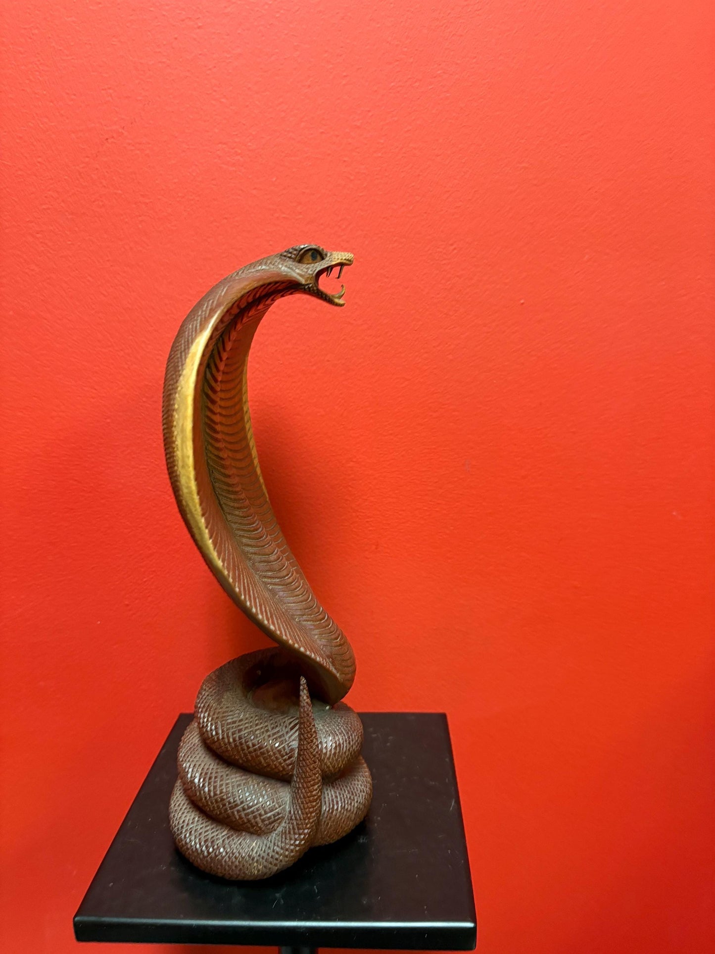 Stunning Asian 12 inch python snake carved out of wood   amazing condition and fabulous detail great value and great gift