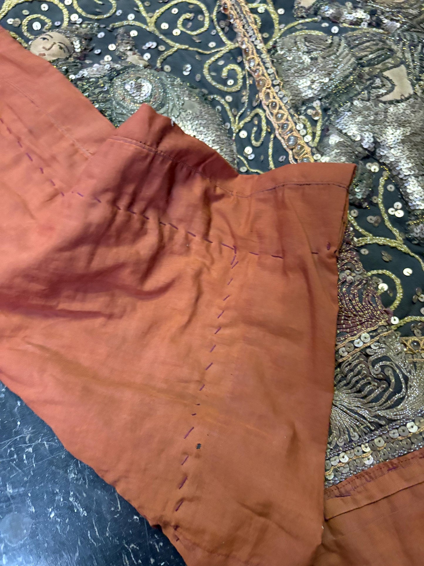 Absolutely stunning 39 x 29 inch  antique South Asian fabric wonderful condition jewelled and handmade  wow