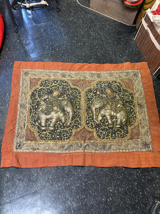 Absolutely stunning 39 x 29 inch  antique South Asian fabric wonderful condition jewelled and handmade  wow