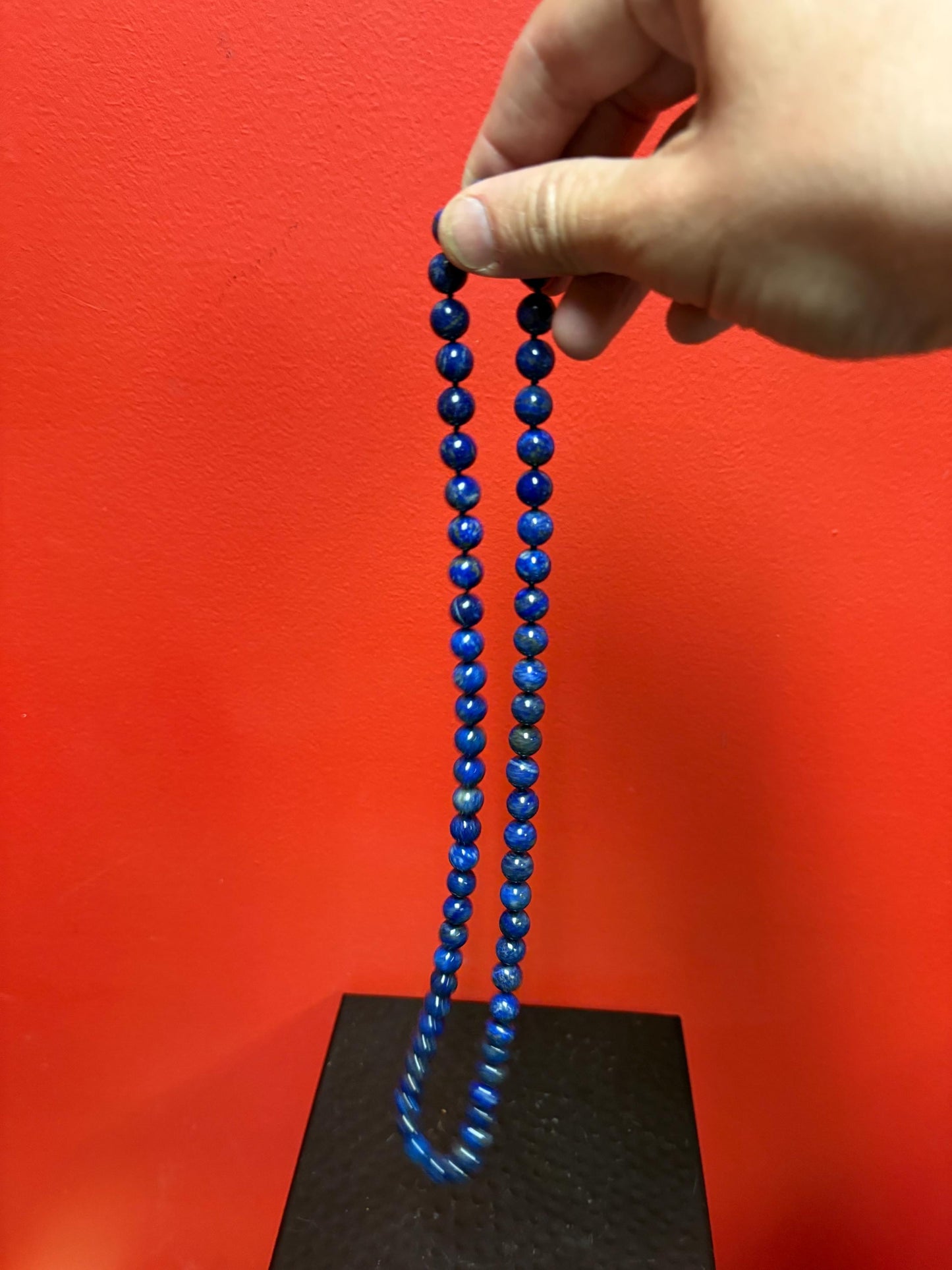 Amazing lapis necklace  wonderful colour and quality - great value  approximately 26 inches long wow