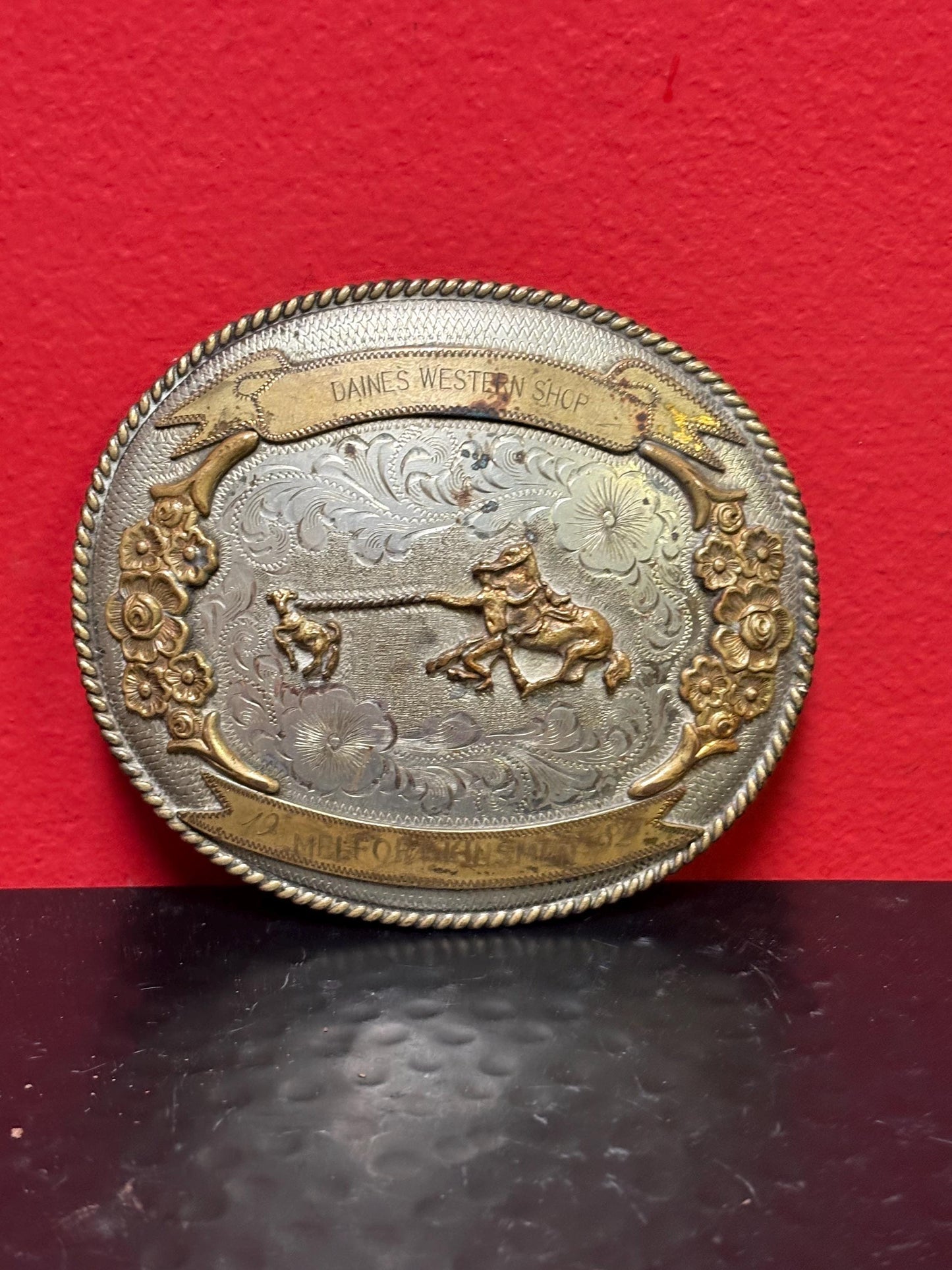 4 inch western cowboy belt buckle  1980s  trendy cowboy  perfect gift