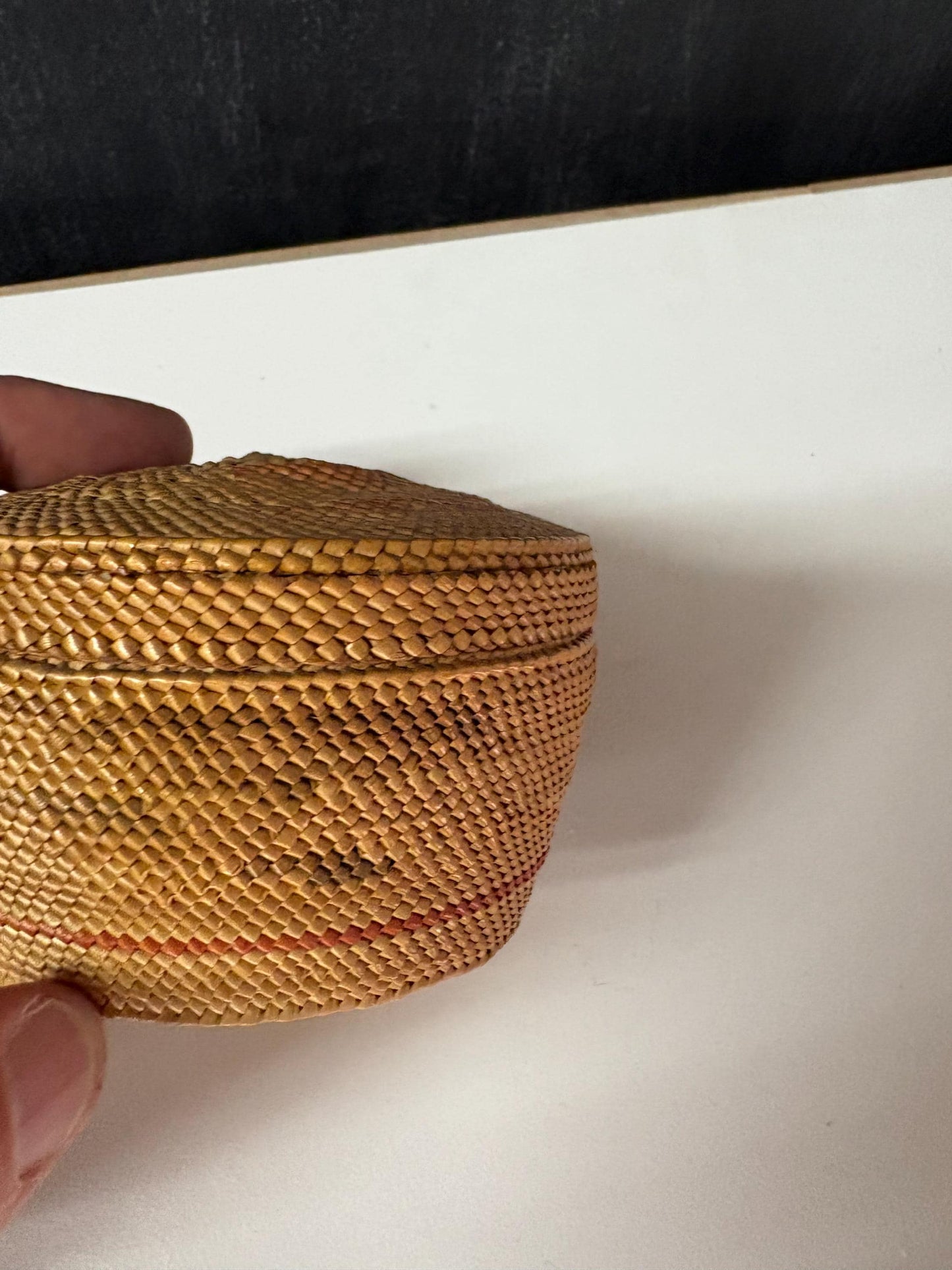 Indigenous first nations coast Salish basket with damage  4 x 2  great example and really great value