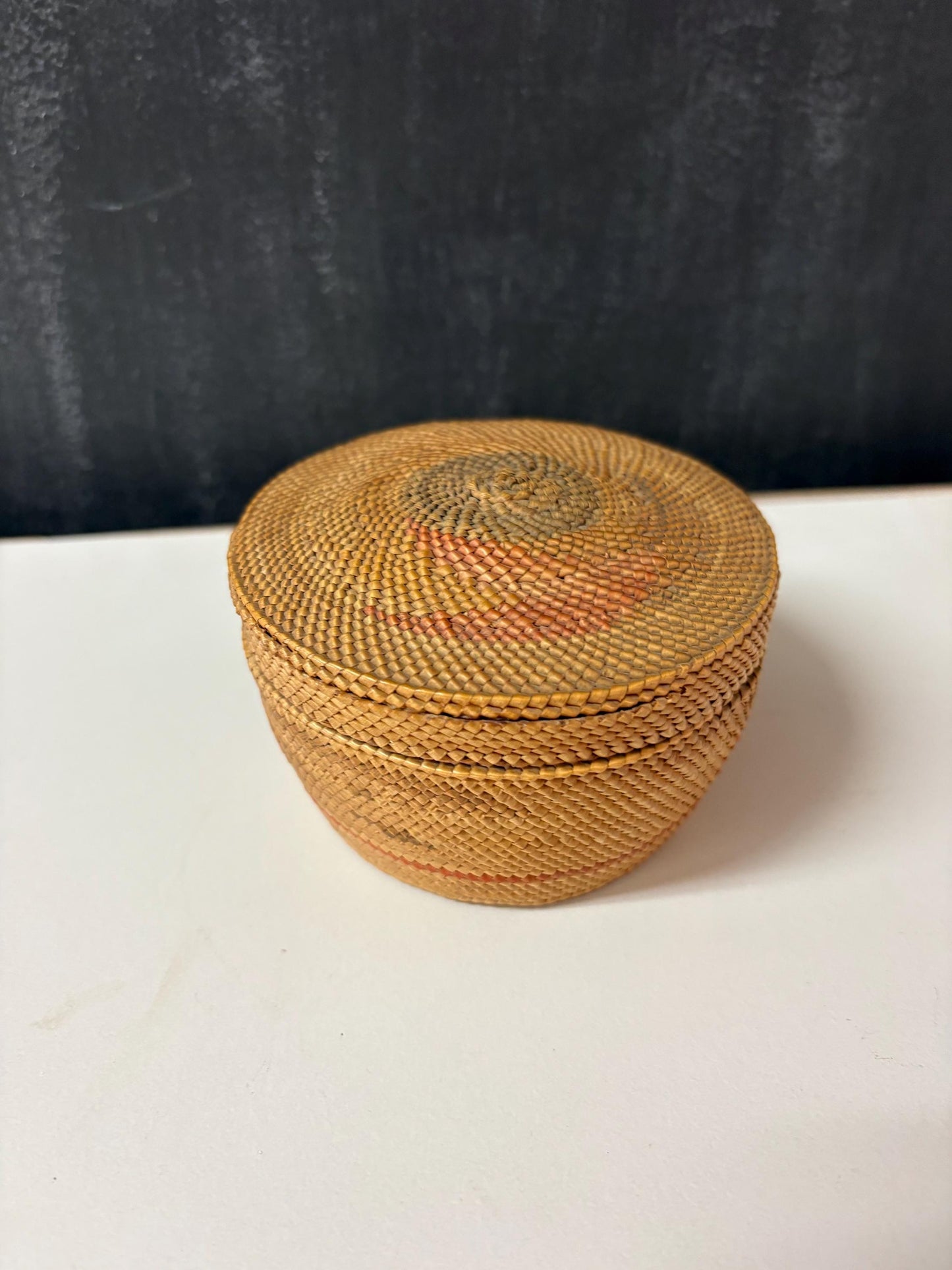 Indigenous first nations coast Salish basket with damage  4 x 2  great example and really great value