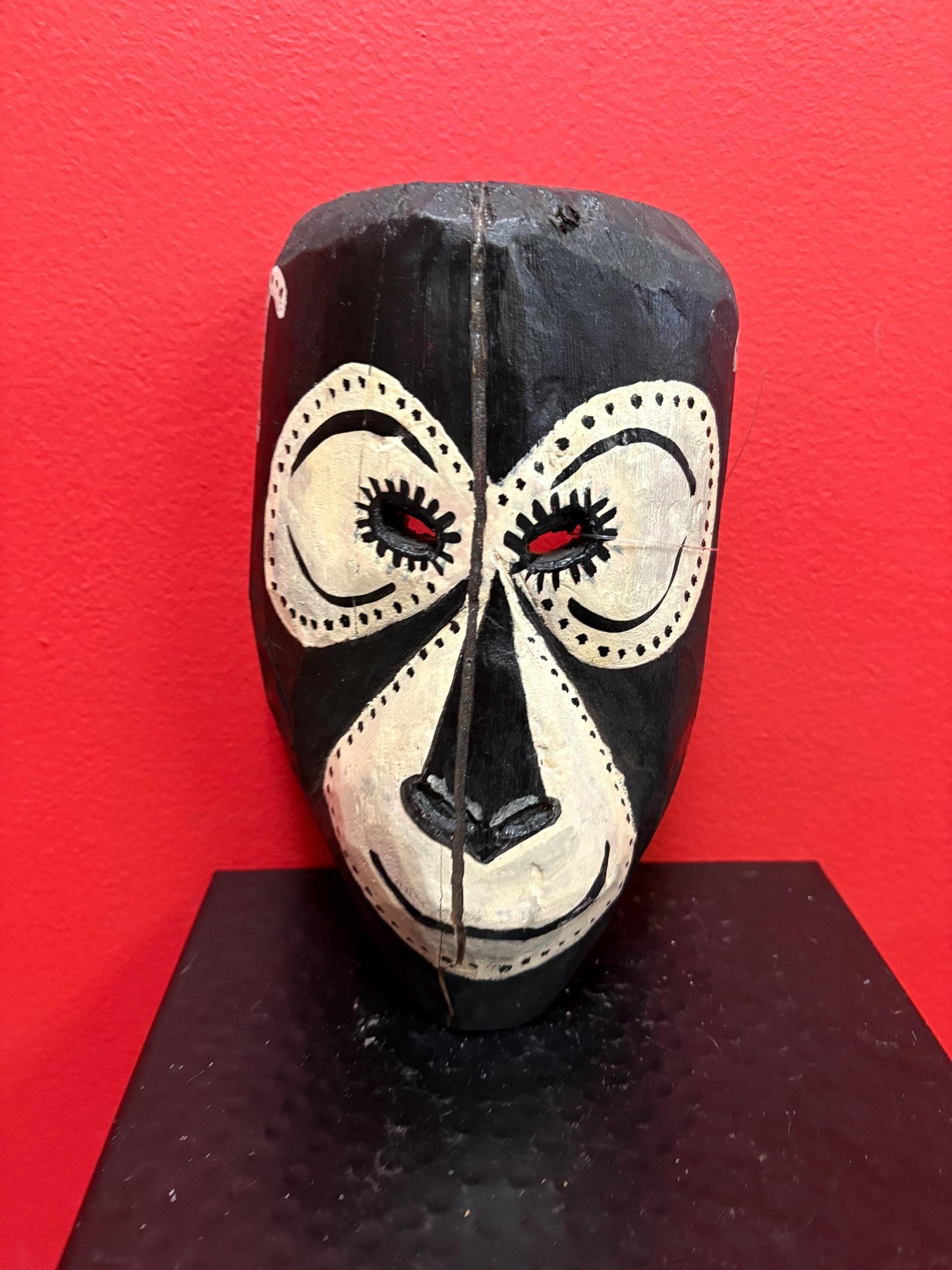 Very cool Asian wood animal mask  7 inches long and so much character great value  monkey is heavy  age cracked