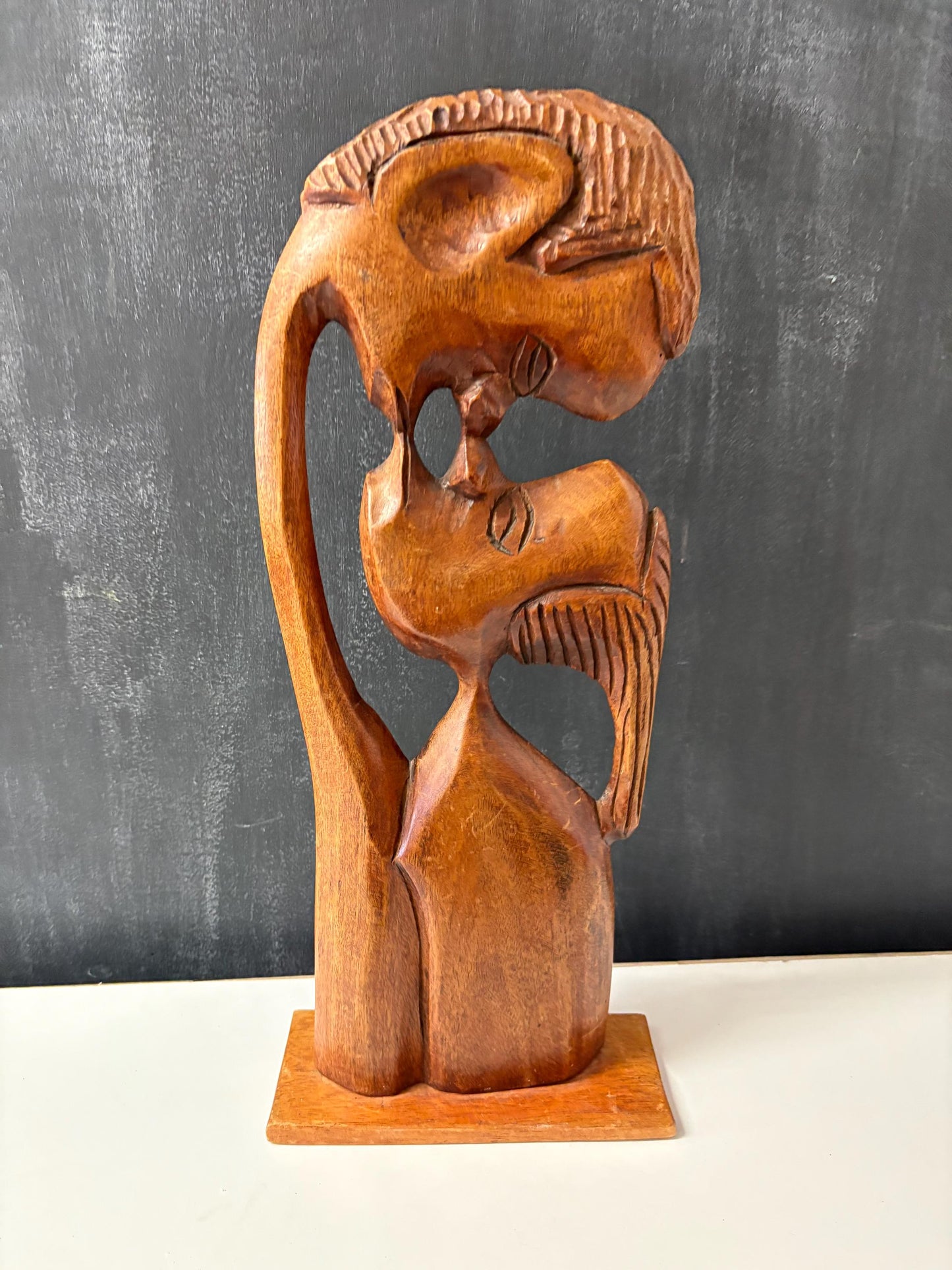 Very cool African kissing couple wooden statue  great gift and 17 x 7 wide