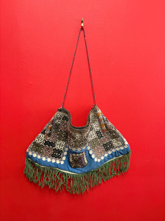 Beautiful antique  Indian or Nepalese  20x 14 inches fabric bag pretty good condition see photos  unique piece