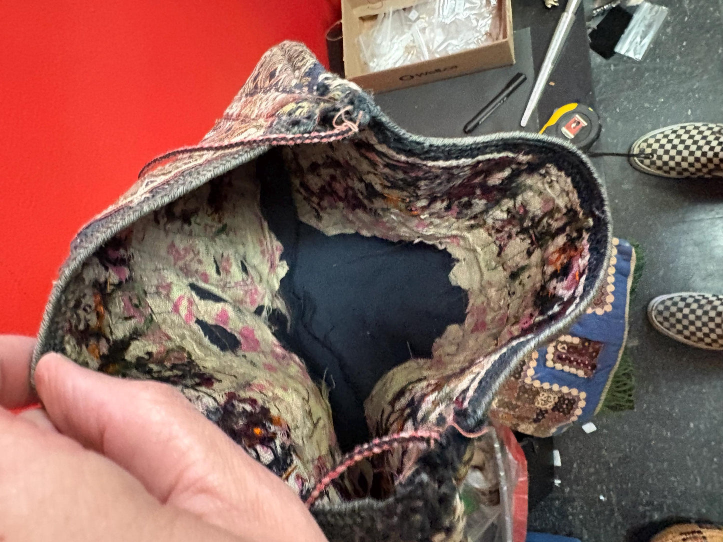 Beautiful Indian or Nepalese  19 x 13 fabric bag pretty good condition see photos  unique piece