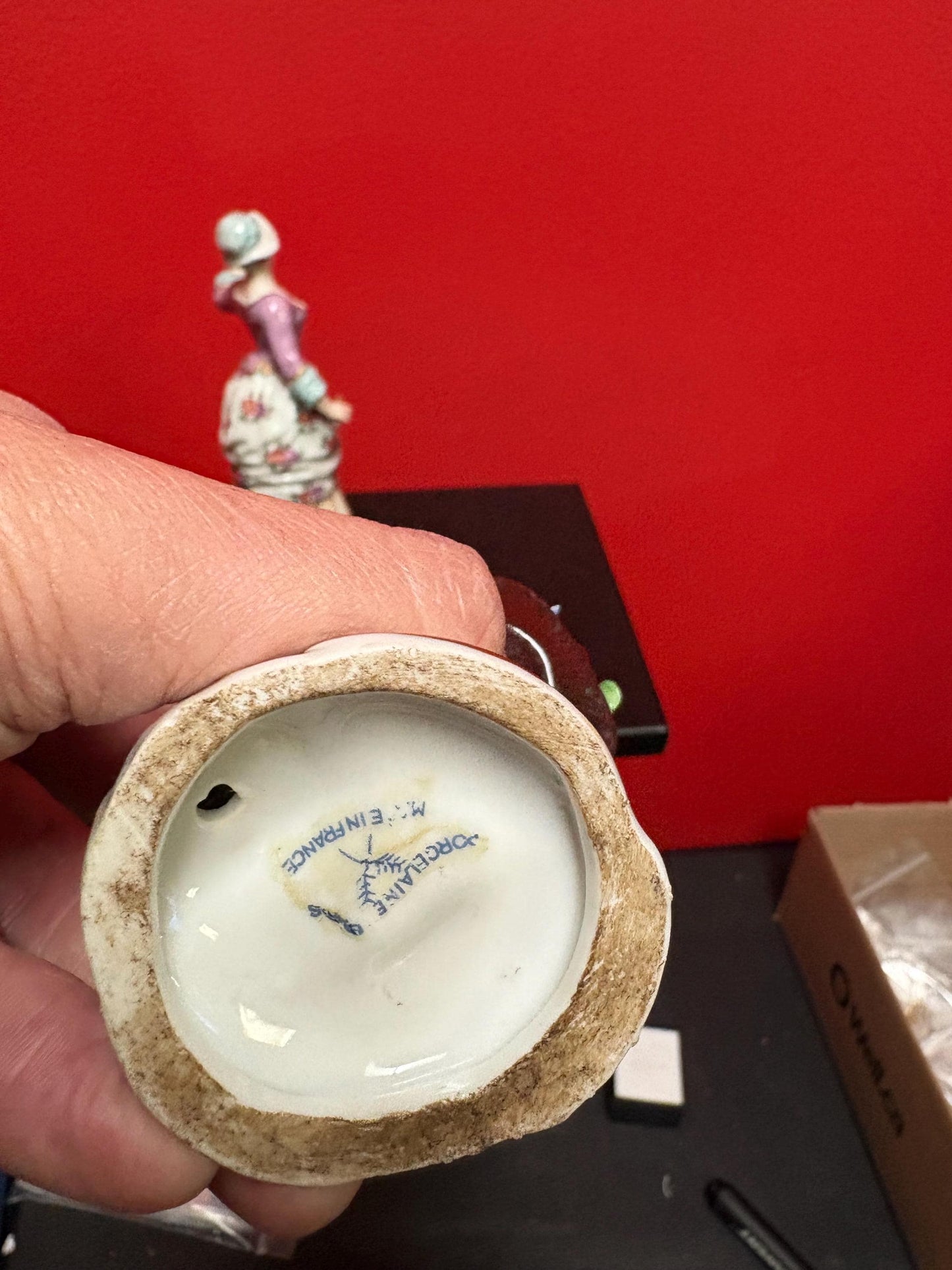 Pair of beautiful 6 and 7 inch French porcelain early 20th century statues in perfect condition - signed  wow.  B