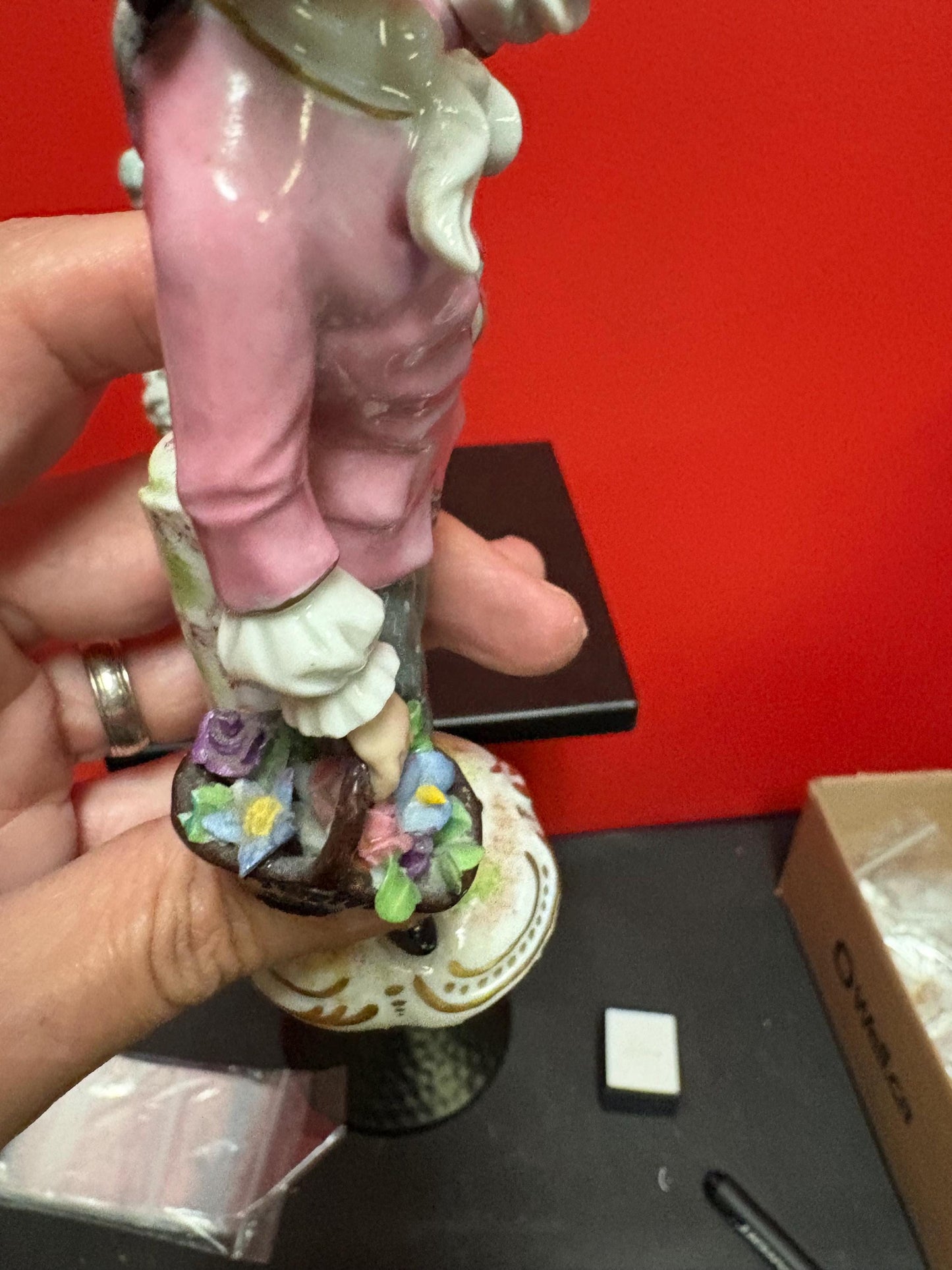 Pair of beautiful 6 and 7 inch French porcelain early 20th century statues in perfect condition - signed  wow.  B