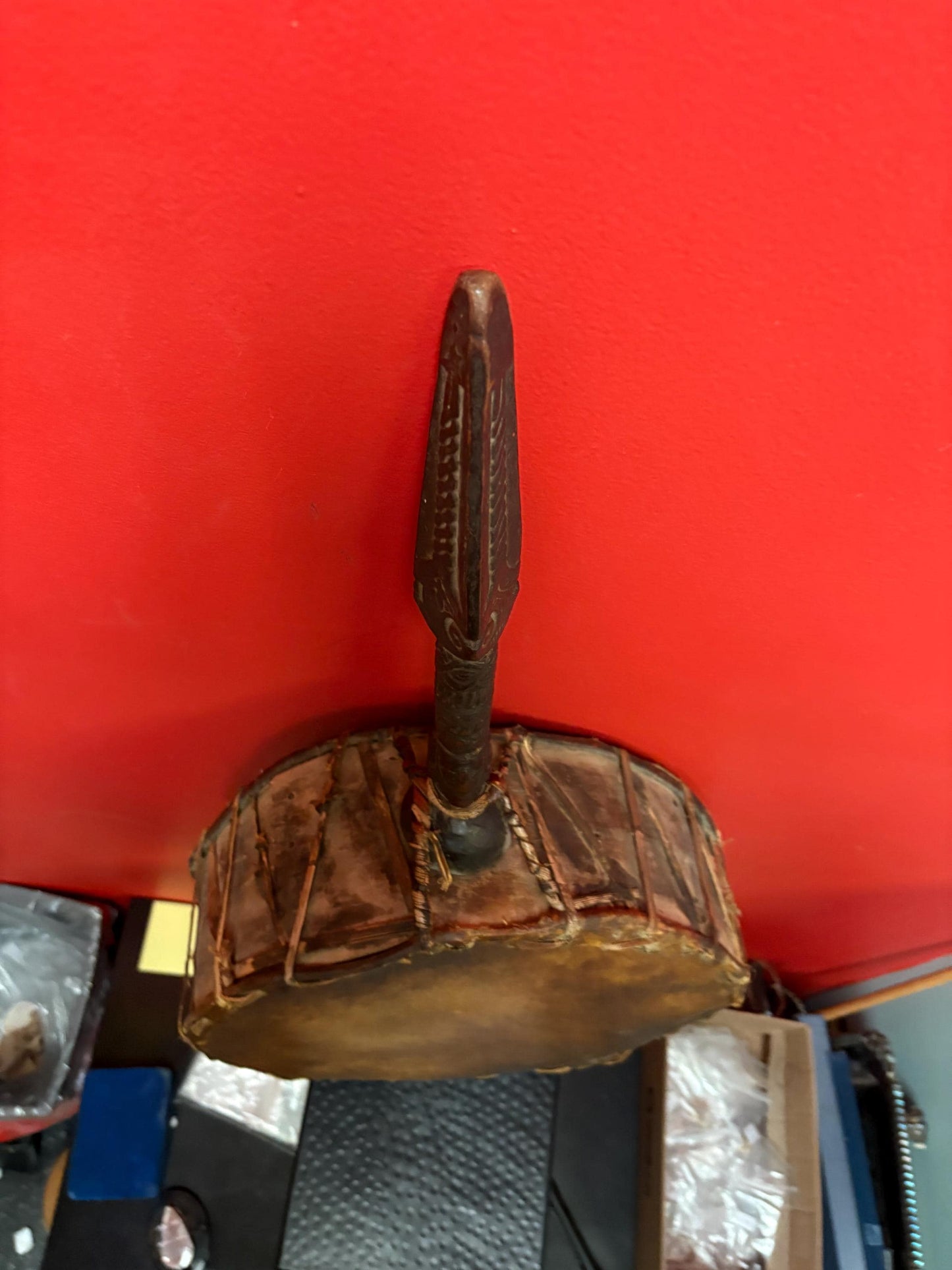 Fabulous 27 x 13 wide 19 century African ceremonial drum with great sound good condition and wonderful piece of African history