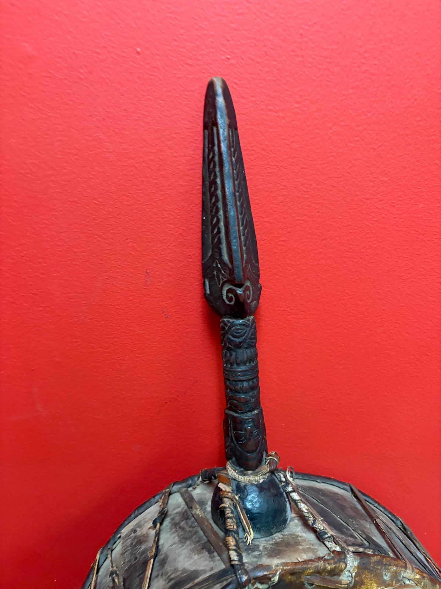 Fabulous 27 x 13 wide 19 century African ceremonial drum with great sound good condition and wonderful piece of African history