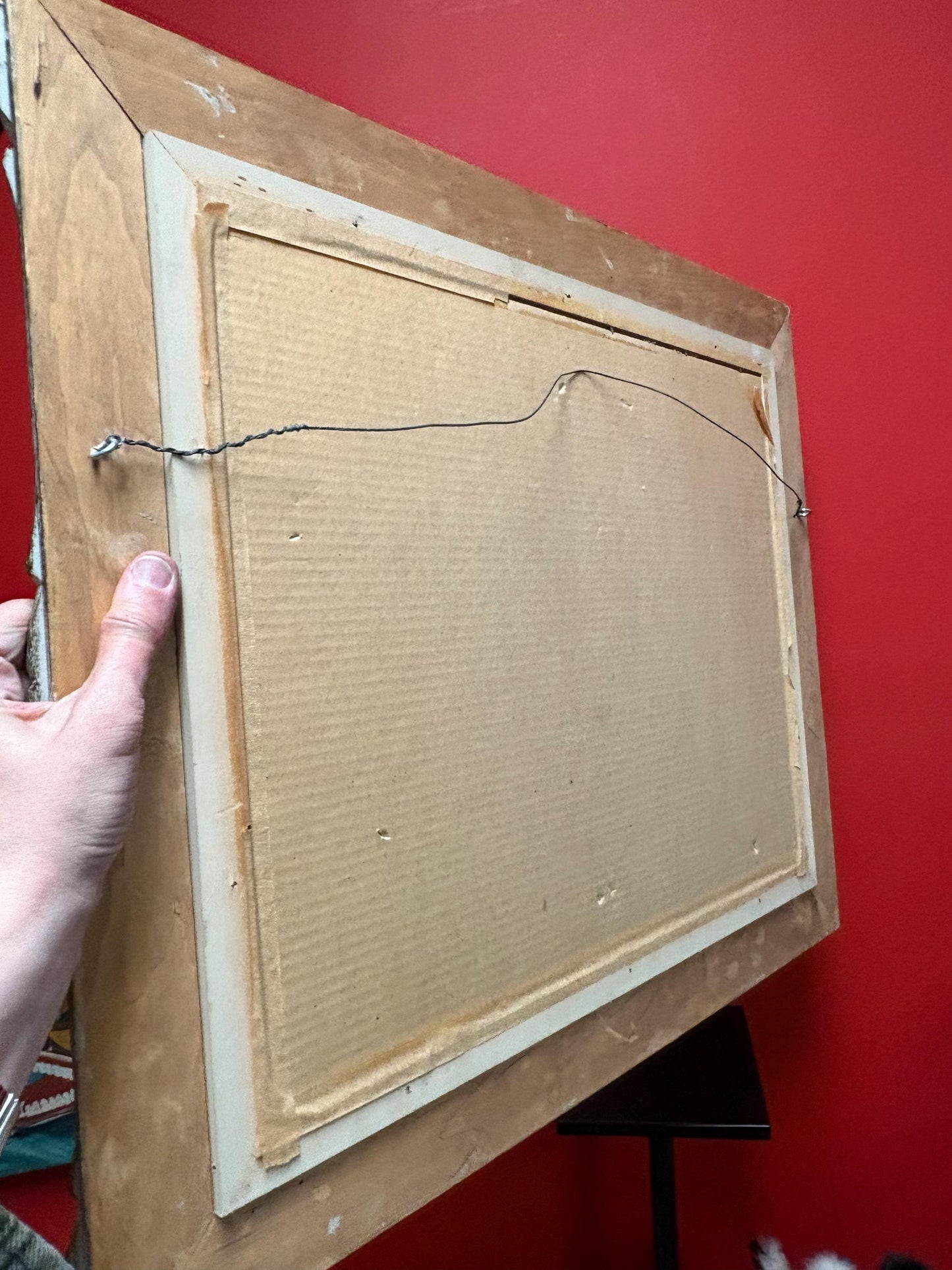 26 x 22 acrylic on board still life painting of Books and ship  signed and approx 1950s  wonderful frame  great imagery cabin or office