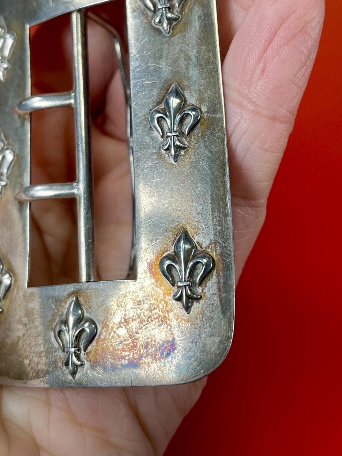 Fabulous Edwardian Sterling Silver French Belt Buckle -B