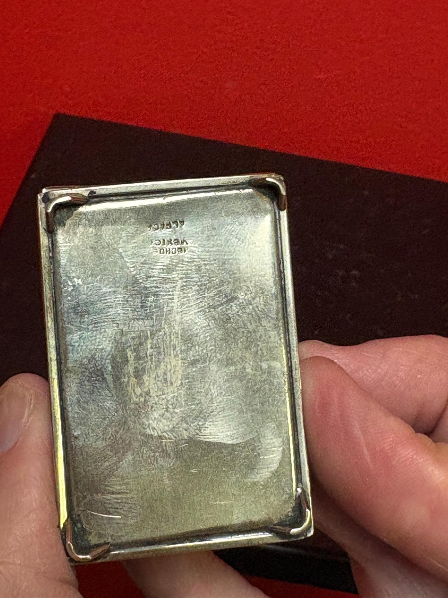 Lovely Mexican alpaca silver and abalone box  2 1/2 by 1 1/2 x 1“ high  great condition  lovely gift