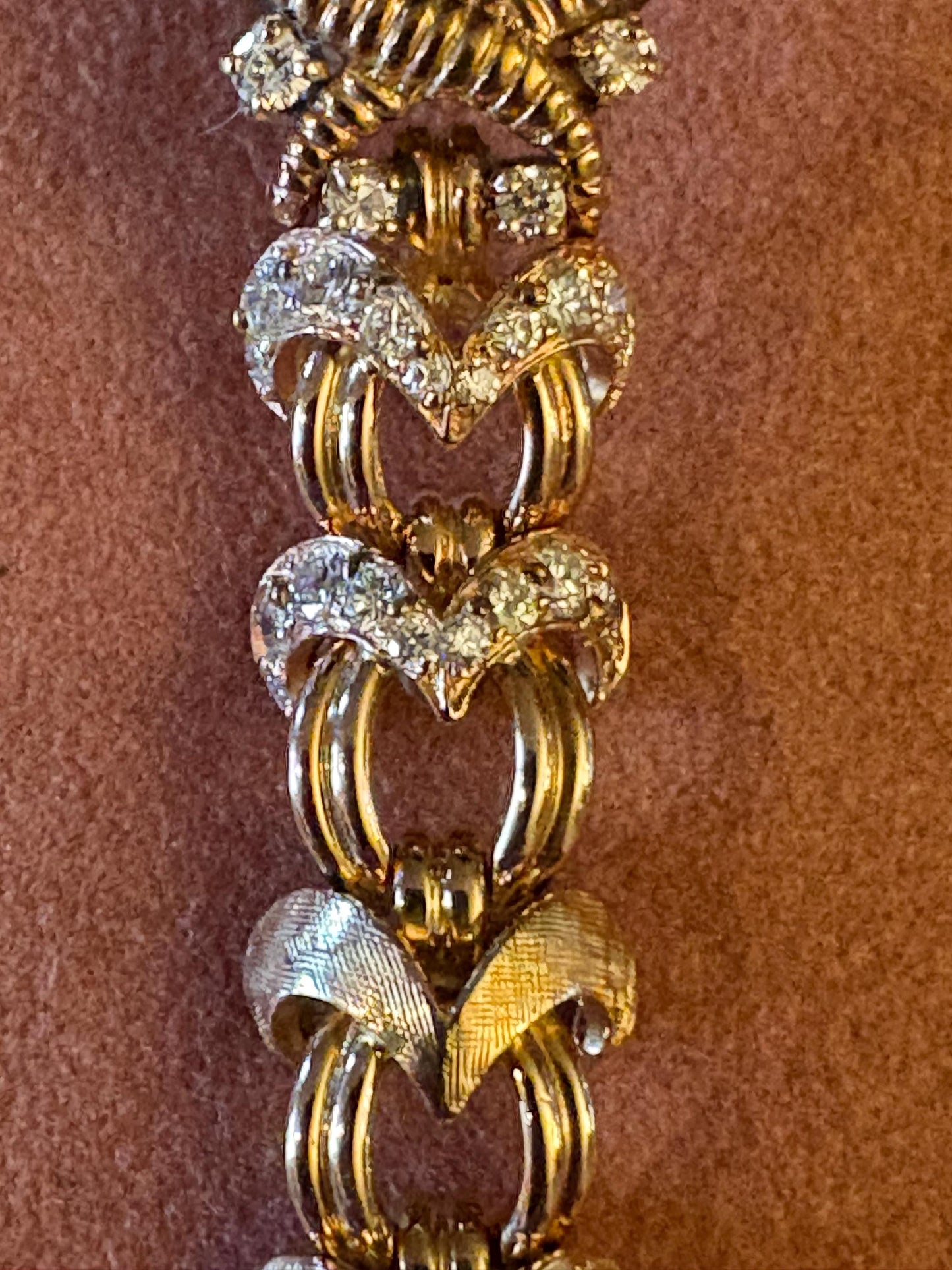 7 inch long heavy antique authentic 18k gold and diamond bracelet with precious blue stone  stunning piece - B