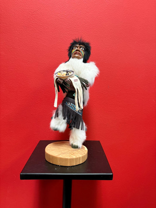 Lovely signed indigenous American hopi kachina doll great condition  12 inches tall  great basket