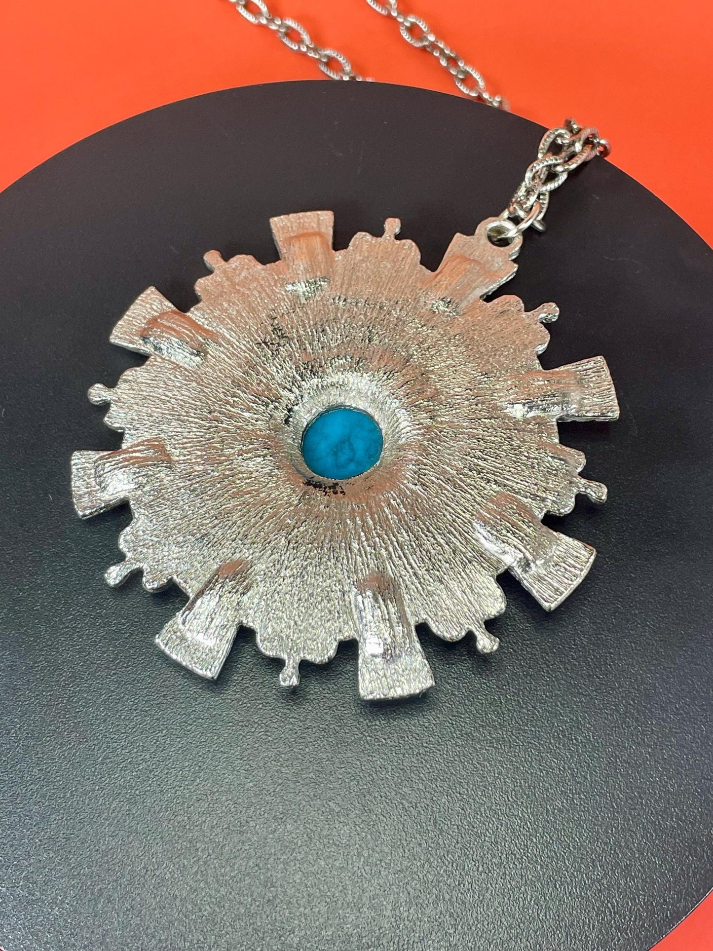 Very cool Aztec Brutaist Necklace 3 inch brutalist pendant  chain included