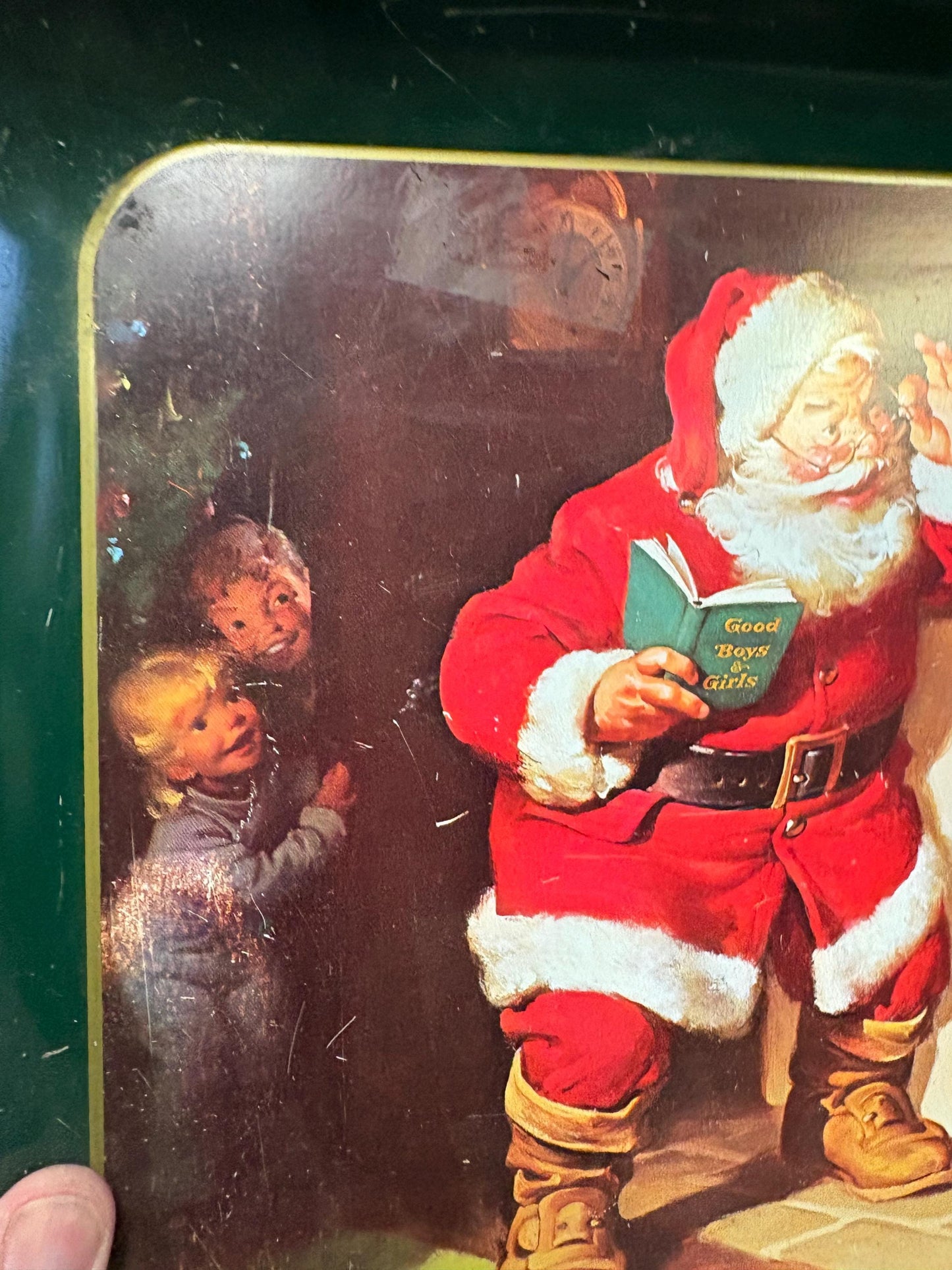 Beautiful vintage 13 x 11 inch Coca-Cola Christmas tray  decent condition  great value