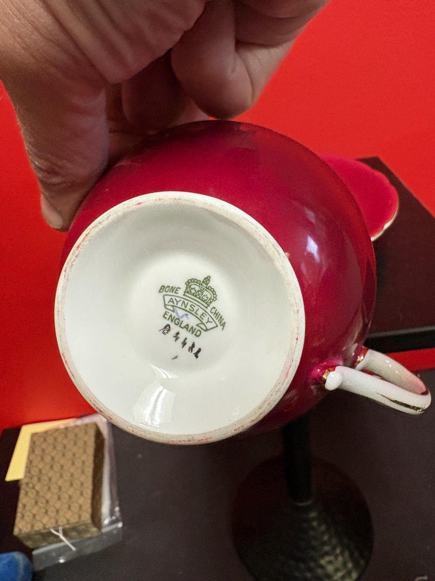 Unusual Aynsley cup and saucer   one tiny chip  price reflects
